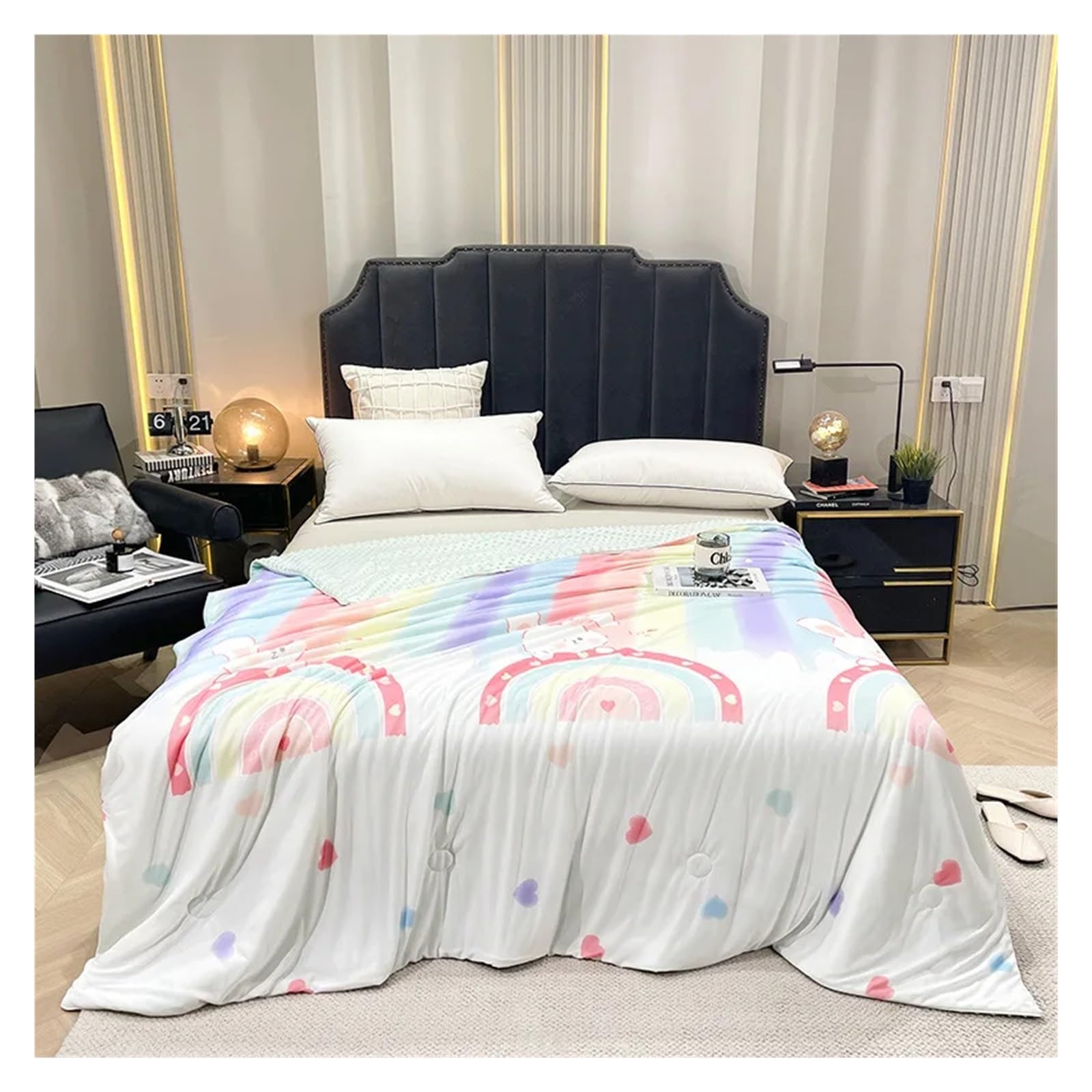 Sbcgfy B Duvet Cover Sets, Summer Quilt Quilt Cover Silk Screen Flower Summer Lanket,-100X150cm