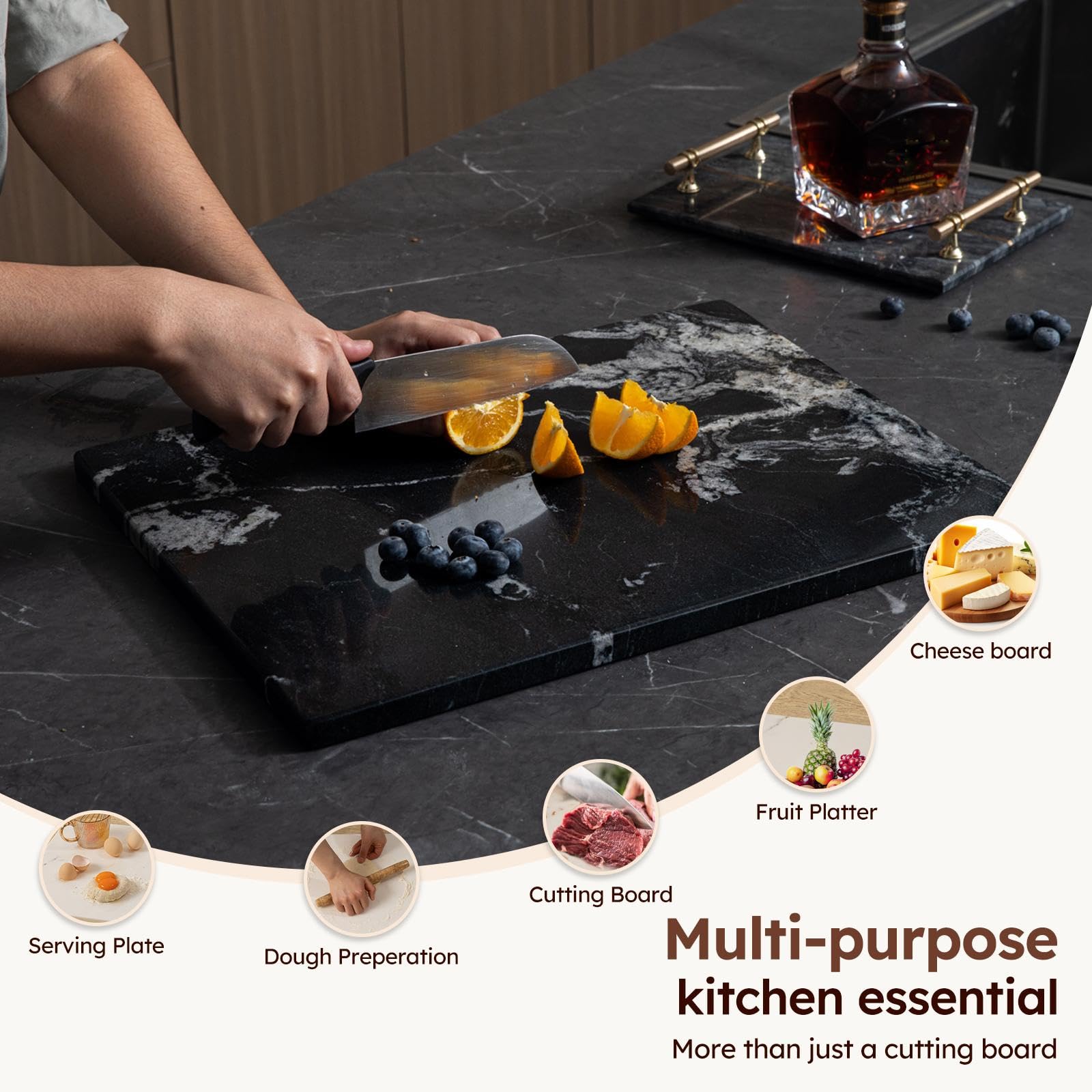 Amazon.com: Diflart Natural Marble Stone Cutting Board for Kitchen