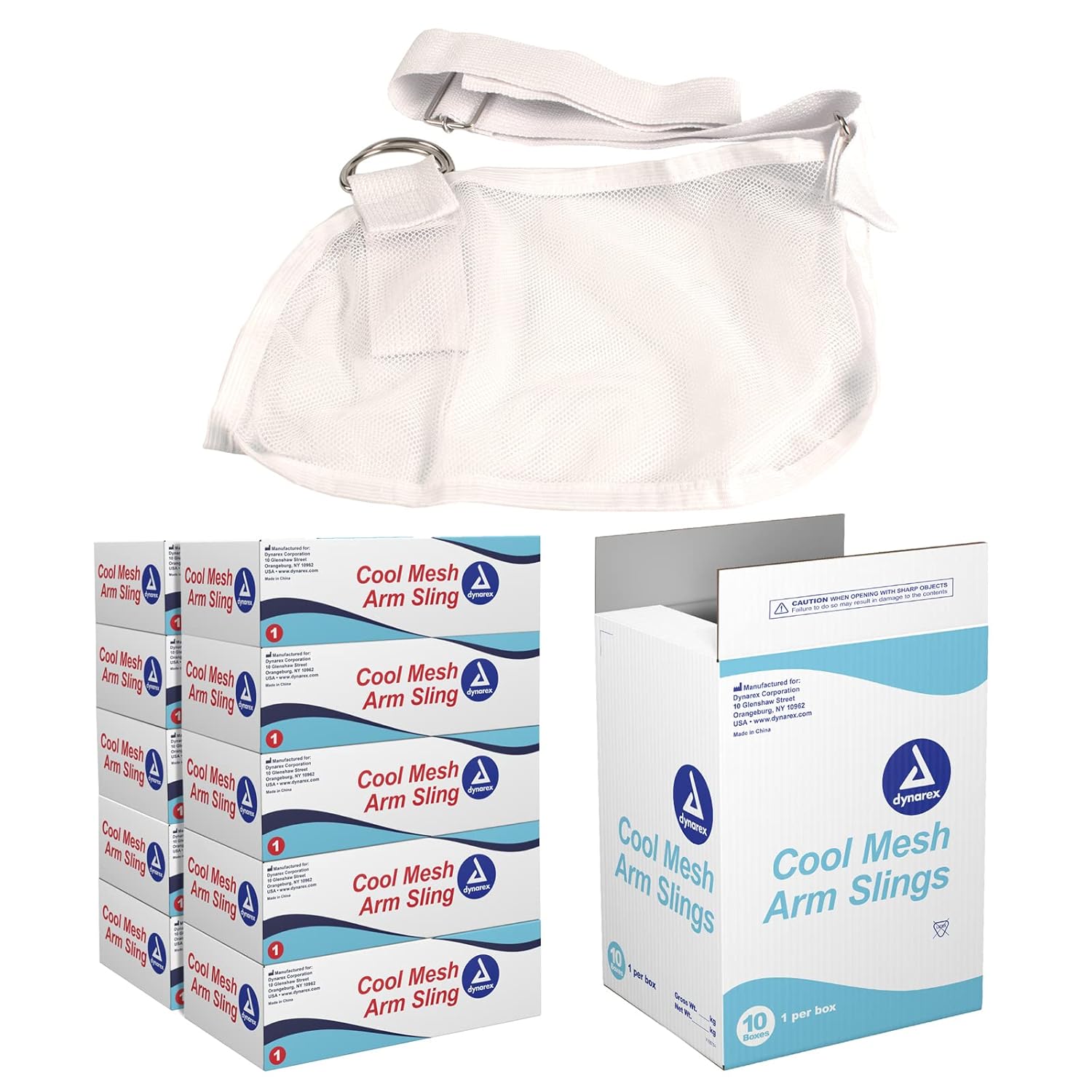 Dynarex Arm Slings, for Shoulder, Arm, and Wrist Support, Medical Splint to Promote Healing, 20.16" x 8.5," Made from Polyester and Colored White, 1 Box of 10 Arm Slings (X-Large)