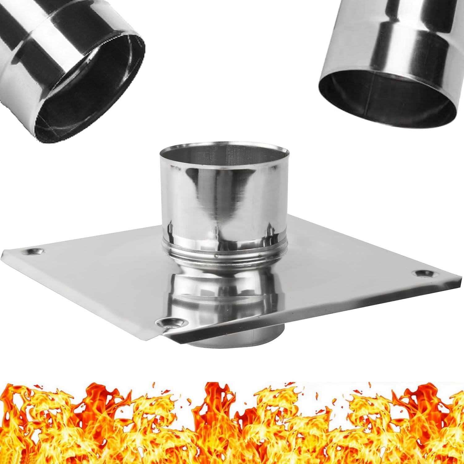 Piastra di Base per Camino in Acciaio Inossidabile INOX – Tipo Cappello del Camino - Piastra di Fissaggio per Cappuccio del Camino - Base di Montaggio Camino - Canna Fumaria Cappello 180mm - Ø 180 mm