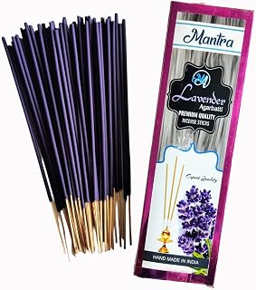 Mantra Sage Incense Sticks - Lavender - Long Lasting Fragrance for Puja, Meditation, Aroma Therapy, Spa & Home 120gms.(Box of 1)