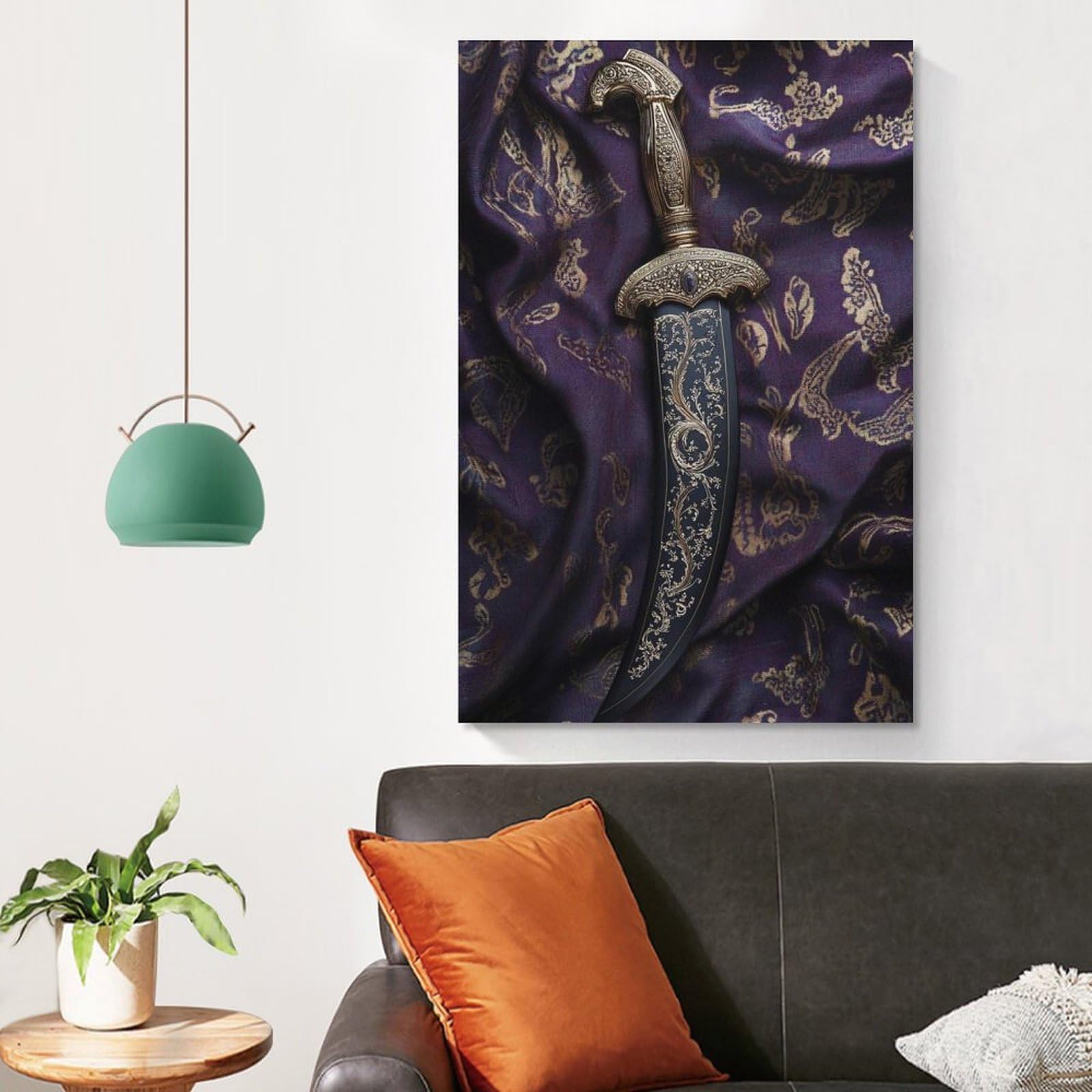 WJWART Sikh Kirpan - Póster en lienzo para decoración de dormitorio, oficina, habitación, regalo, 60 x 90 cm