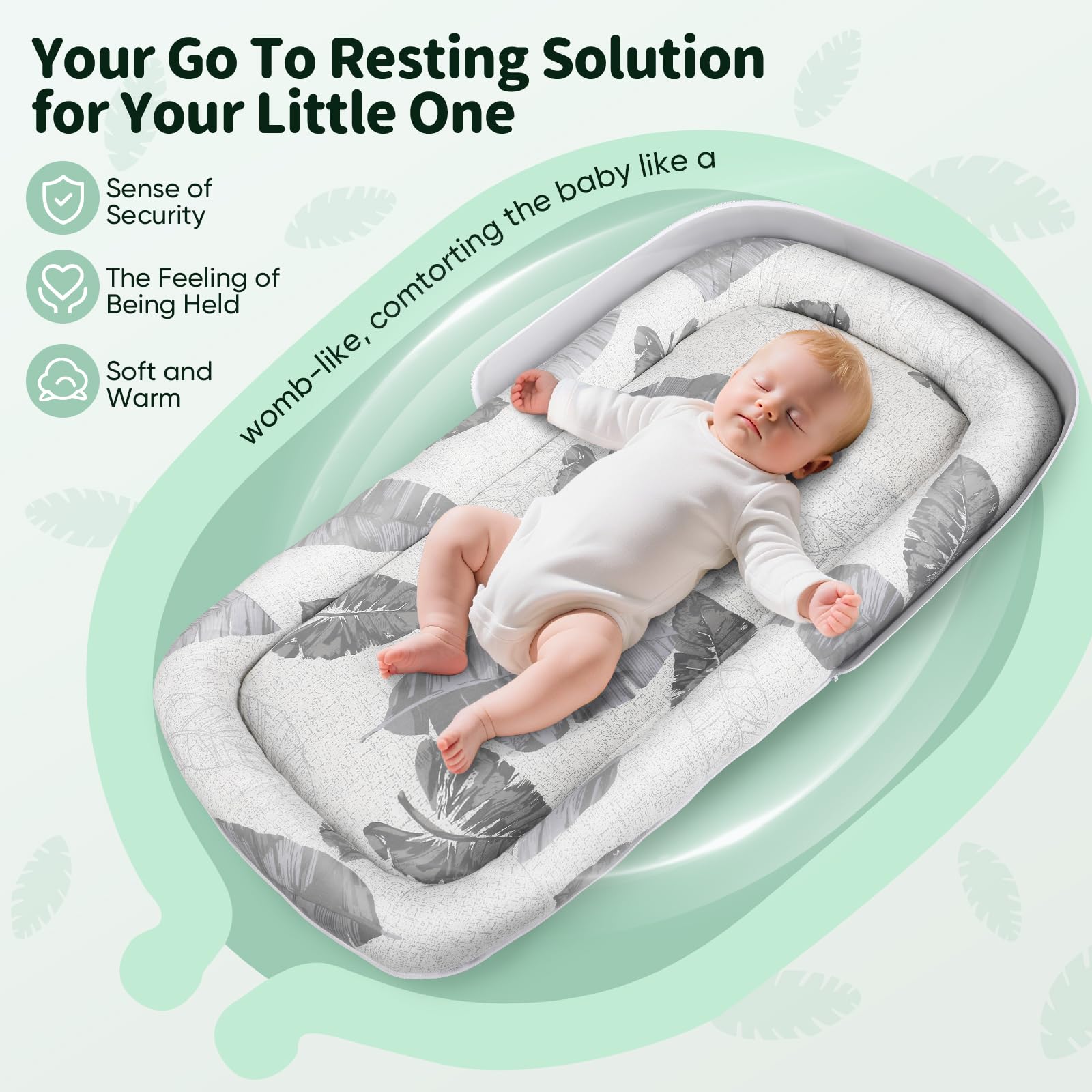 Réducteur de Lit Bébé 85x45cm, 100% Coton Réducteur Bébé, Baby Nest Cocoon Lit avec Housse Amovible Lavable pour Nouveau-né Nourrisson et Bébé, Nouveau-Né 0-12 Mois