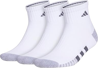 adidas Men's Socks, Athletic Cushioned Quarter 3-Pack, Compression, Moisture-Wicking, Comfortable, Durable