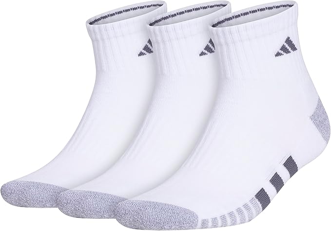 adidas Men's Socks, Athletic Cushioned Quarter 3-Pack, Compression, Moisture-Wicking, Comfortable, Durable