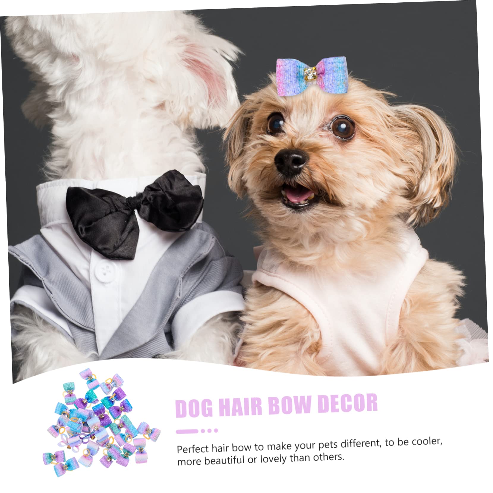 BESPORTBLE 100 Piezas Flor de Cabeza de Mascota Perros Accesorios decoración para Mascotas Arcos de Cabeza de Accesorios para el Pelo de Mascotas Lazo de Goma para Arcos de