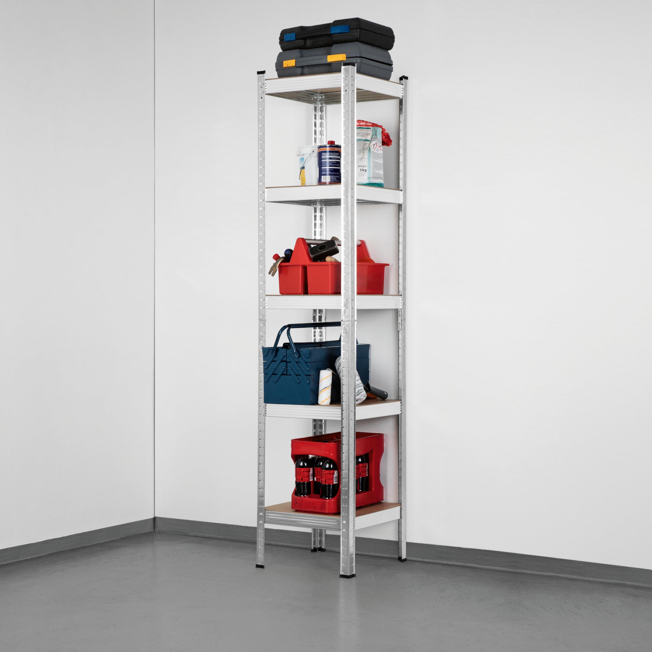 EASYmaxx Set di 2 scaffale per carichi pesanti, 40 x 40 x 180 cm, portata 875 kg, 175 kg per livello, scaffale e banco da lavoro, per cantina, garage, sala hobby, officina