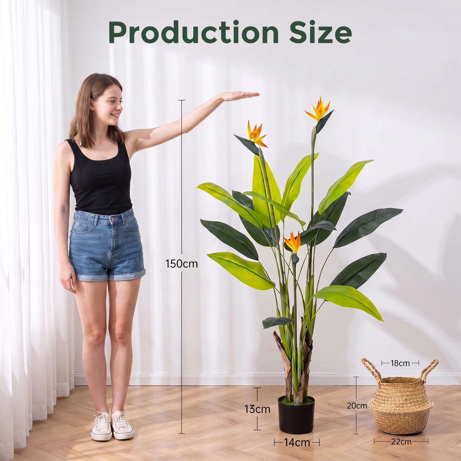Sztuczna roślina 150 cm Ptak Rajski Sztuka Kwiaty Strelitzia