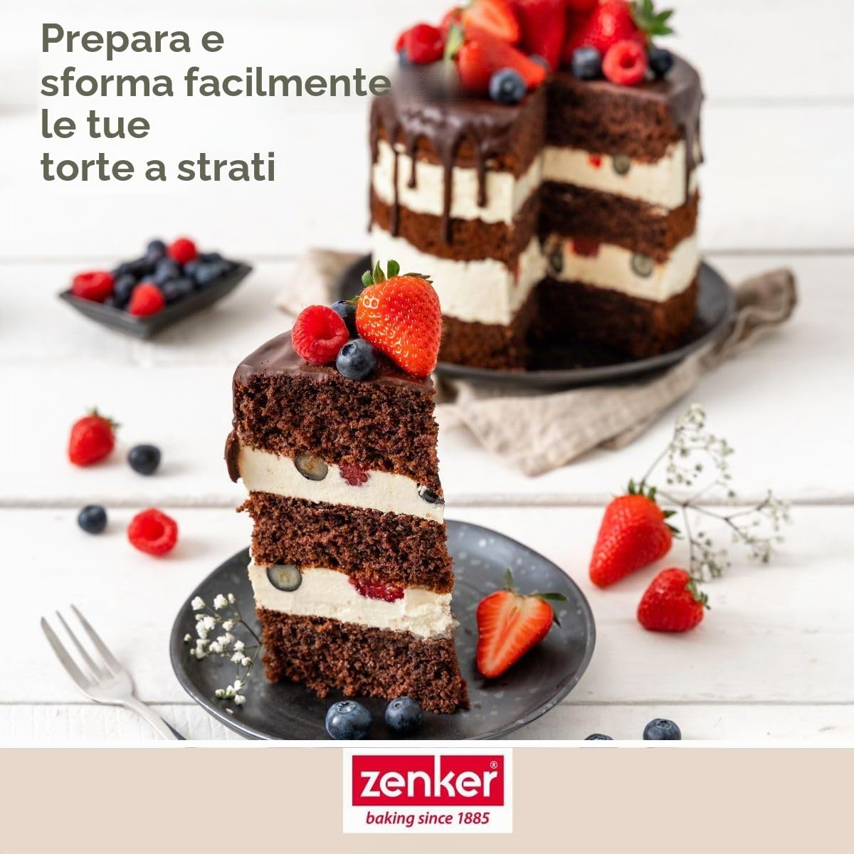 Zenker Teglia apribile extra alta – diametro 18 cm – lamiera d'acciaio nera metallizzato con rivestimento antiaderente – ideale per torte alte e panettoni italiani – Made in Germany
