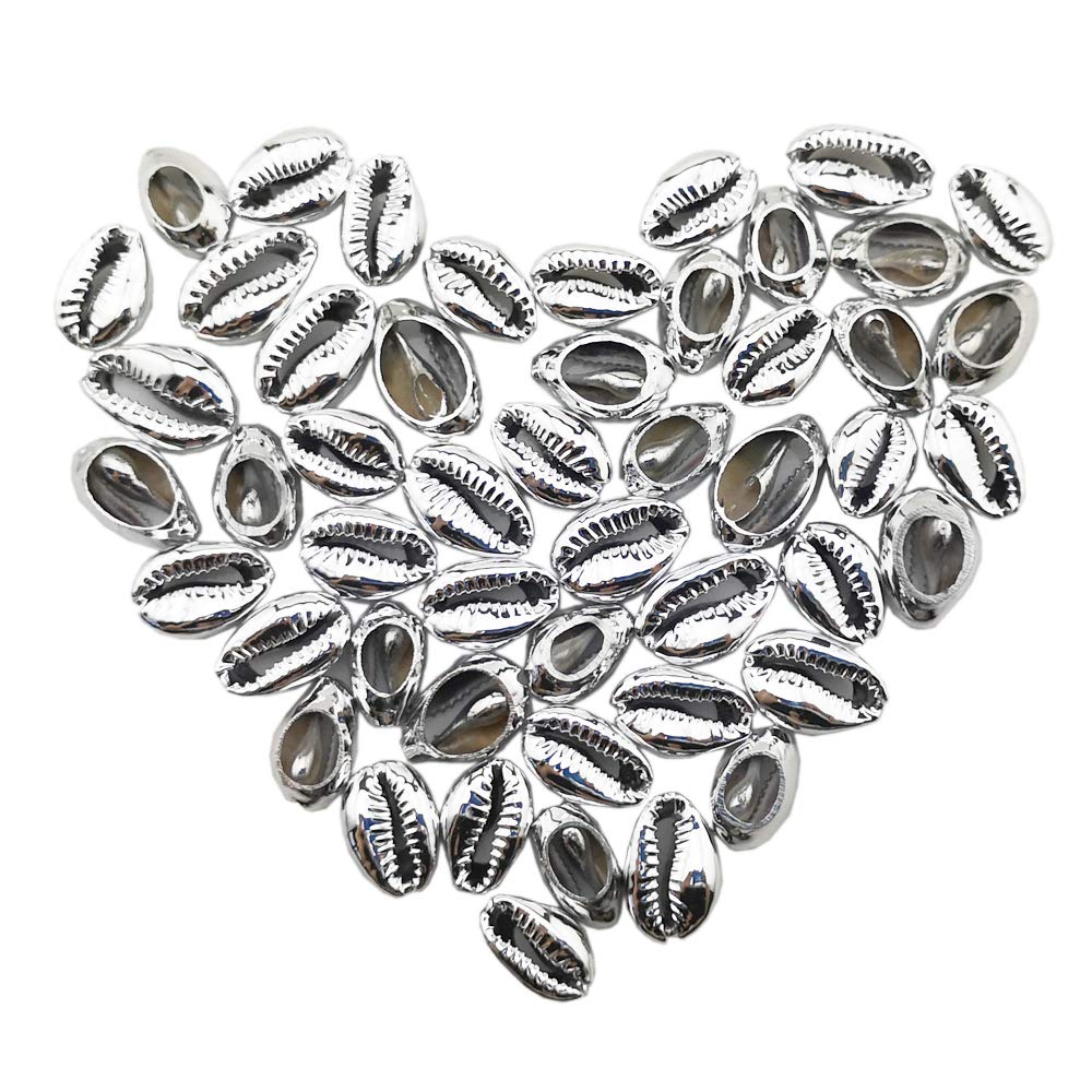 INSPIRELLE 50 Pieces Platinum Cut Shell Beads Open Back Spiral Cowrie Shell Connectors for Jewelry Making