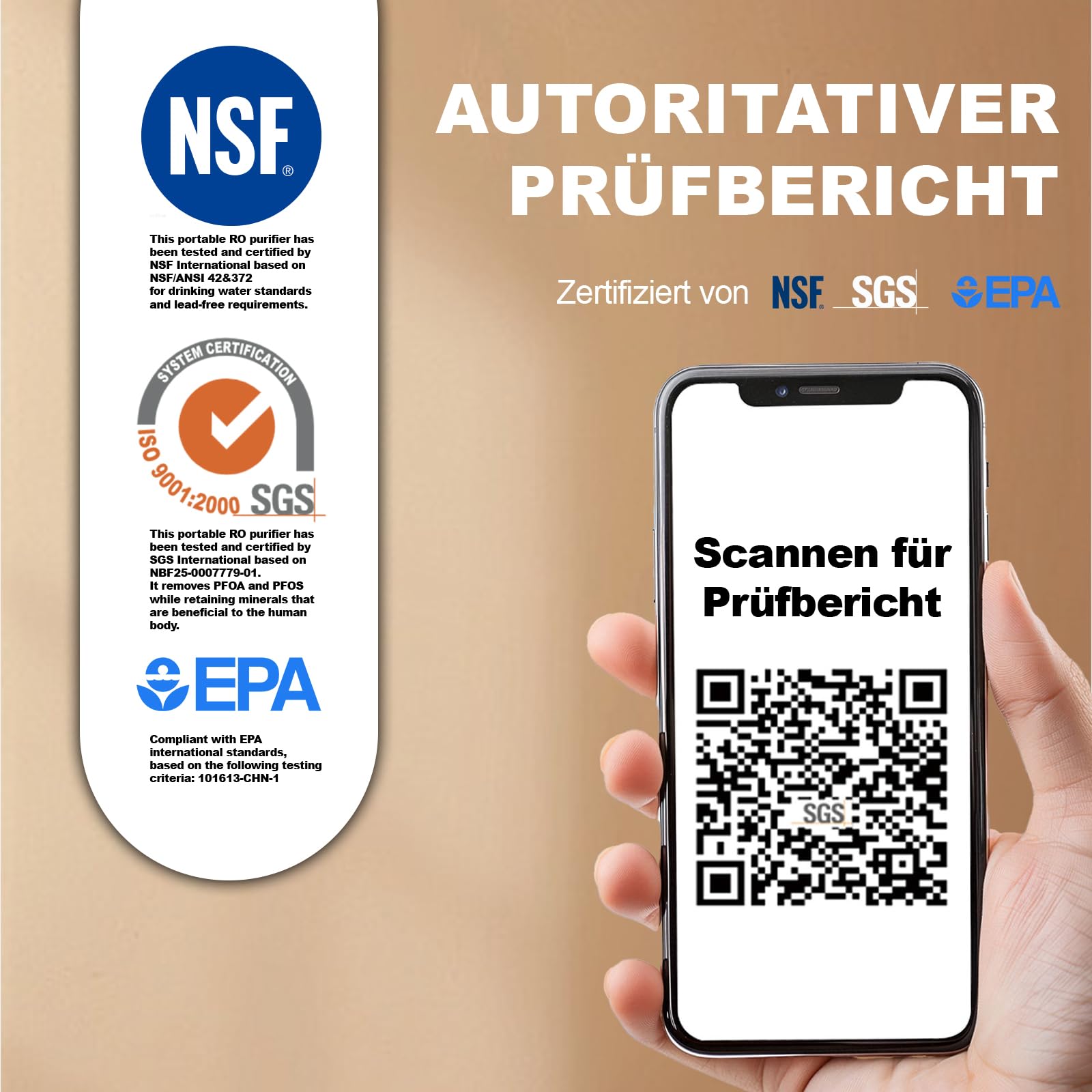 Purewell Tragbarer Wasserfilter RO - 10-Stufen Survival Wasserfilter mit UV, 95% Entsalzungsrate - Filtersystem für Camping, Wandern, Wohnmobil-Reisen & Notfall