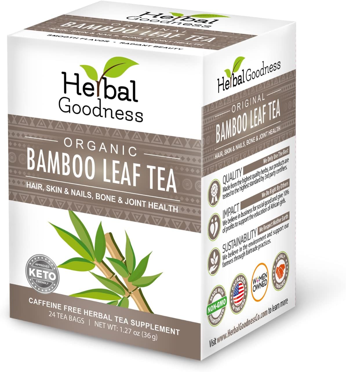 - Bamboo Silica Supplements Herbal Tea 24 Bags - Organic Hair, Skin and Nails Vitamins Collagen Tea - Traditional Medicinals Tea for Facilitating Digestion, Detoxification & Strengthening Teeth & Gum