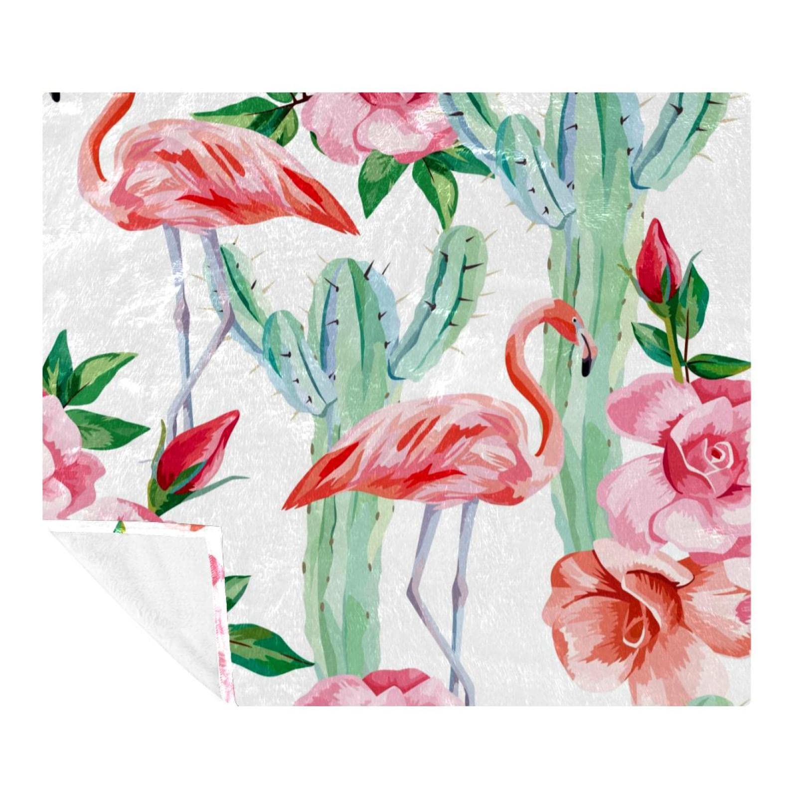 Couverture microfibre legere 150x200 cm plaid flamant rose pour lit et voyage