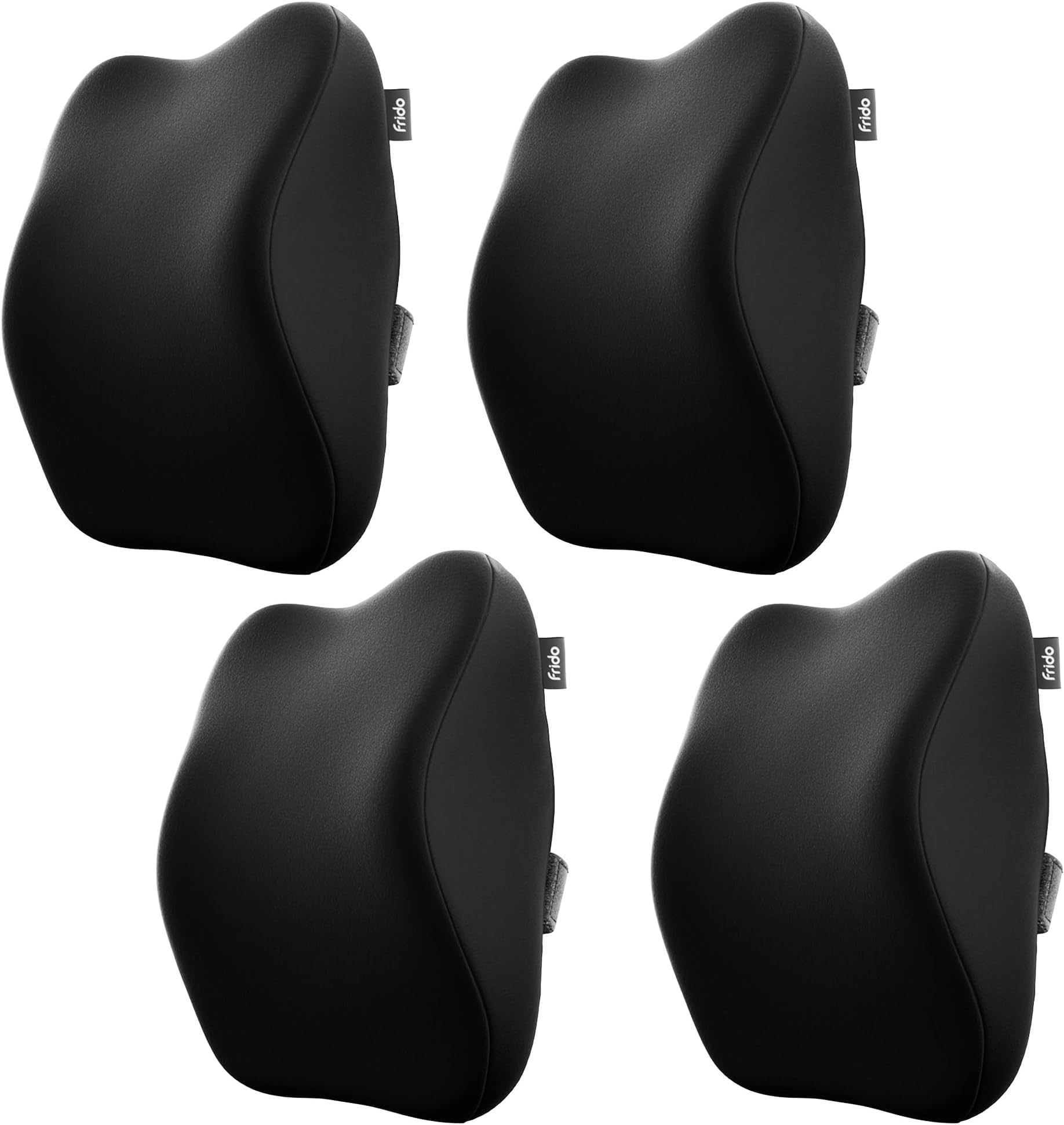Frido Ultimate Car Neck Rest Pillow | Ultrasoft Pillow for Comfortable Rides | Superior Neck Support & Pain Relief | Hi-Per Foam Head Rest Pillow with Washable Velvet Cover | Black | Pack of 4