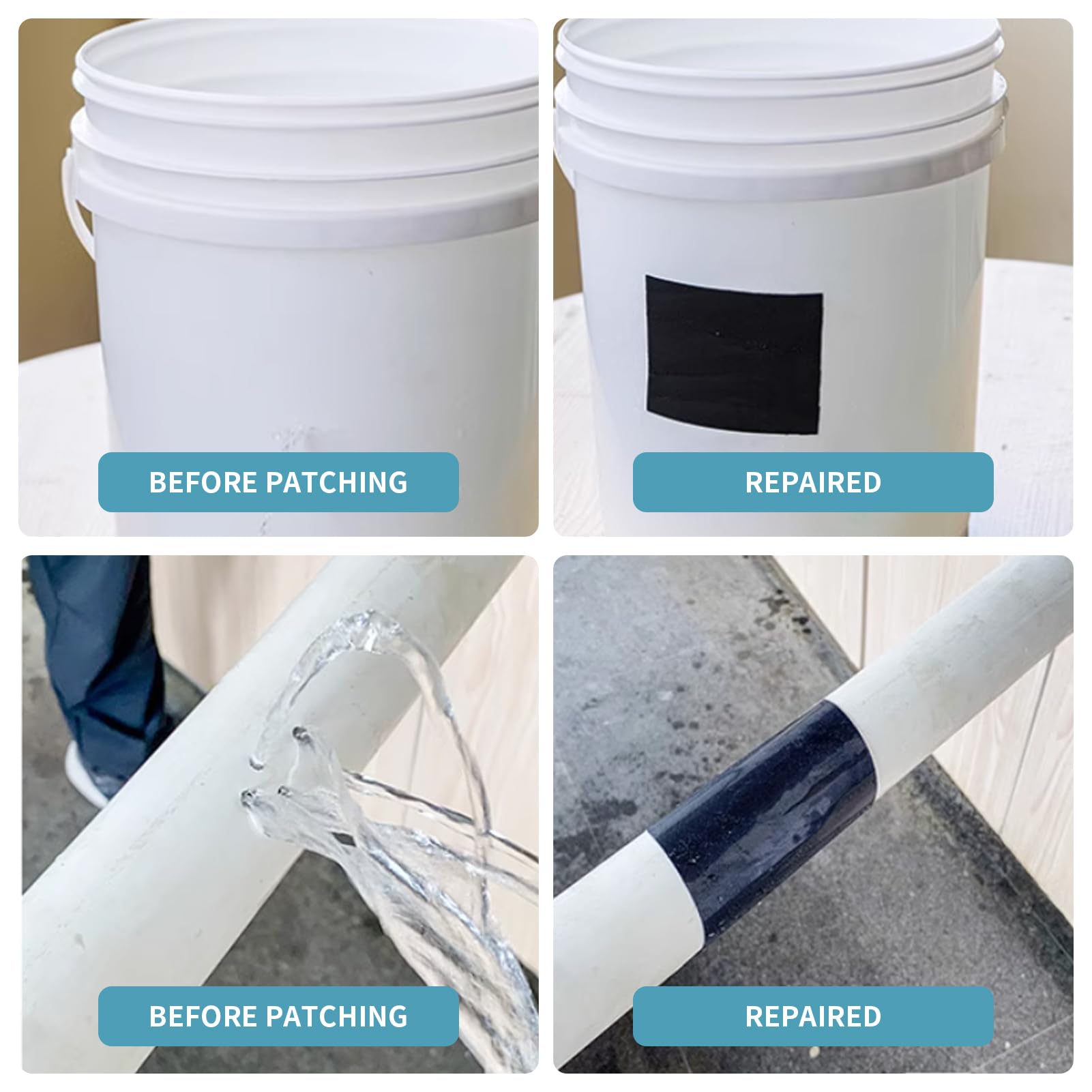 Cinta Adhesiva Impermeable de PVC (1.5m), Cinta Adhesiva para Fugas de Agua, Parche Piscina Bajo Agua, Cinta Resistente a la Corrosión para Protección y Reparación de Tuberías