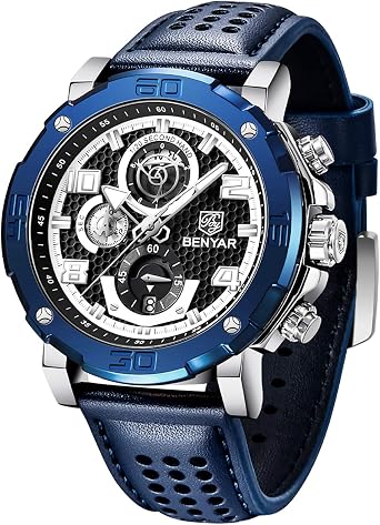 BENYAR Orologio da Uomo Movimento al Quarzo Cinturino in Pelle Cronografo  Impermeabile 30M Orologio Multifunzionale per Uomo Cassa e Fibbia in  Acciaio Inossidabile Casual \u0026 Business Miglior Regalo : Amazon.it: Orologi
