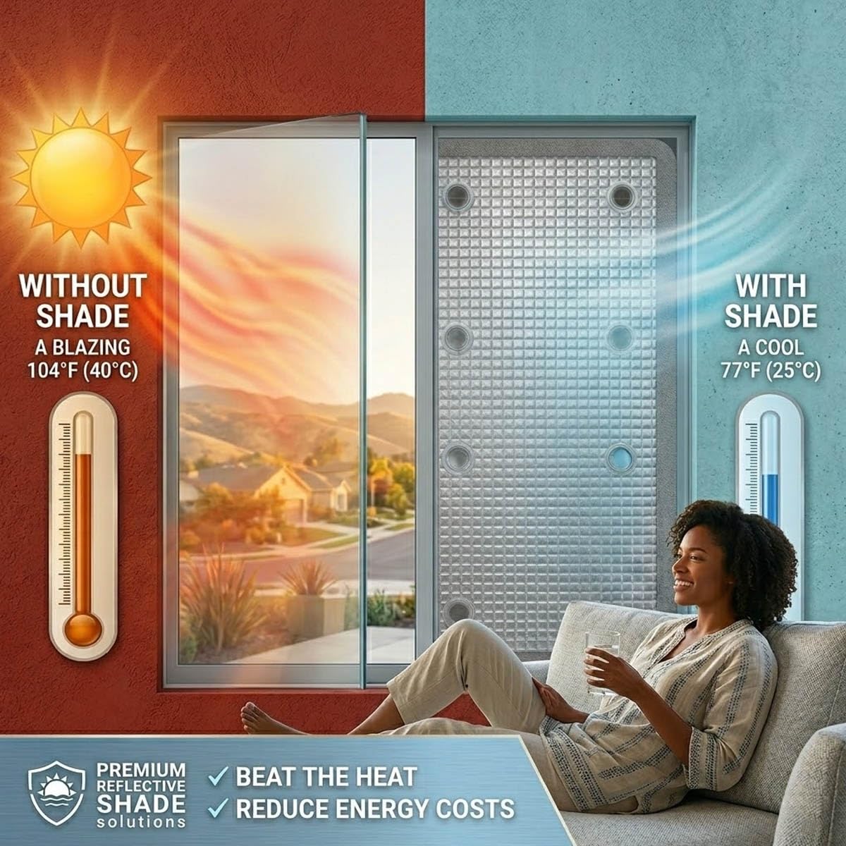 8mm Película Aislante Aluminio 55x180cm Protector Solar Privacidad | Vinilo Cristal Reflectante Opaco para Ventana con Ventosas, Lámina de Aluminio para Vidrio Interior o Exterior