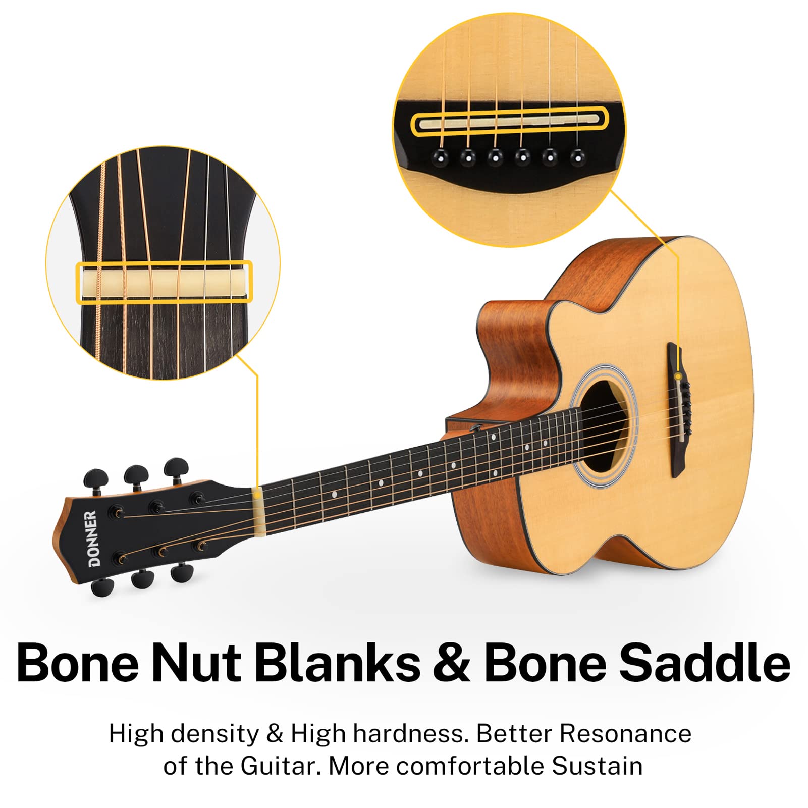 Donner DAJ-110C Mini Jumbo Cutaway Acoustic Guitar Guitar Bundle 