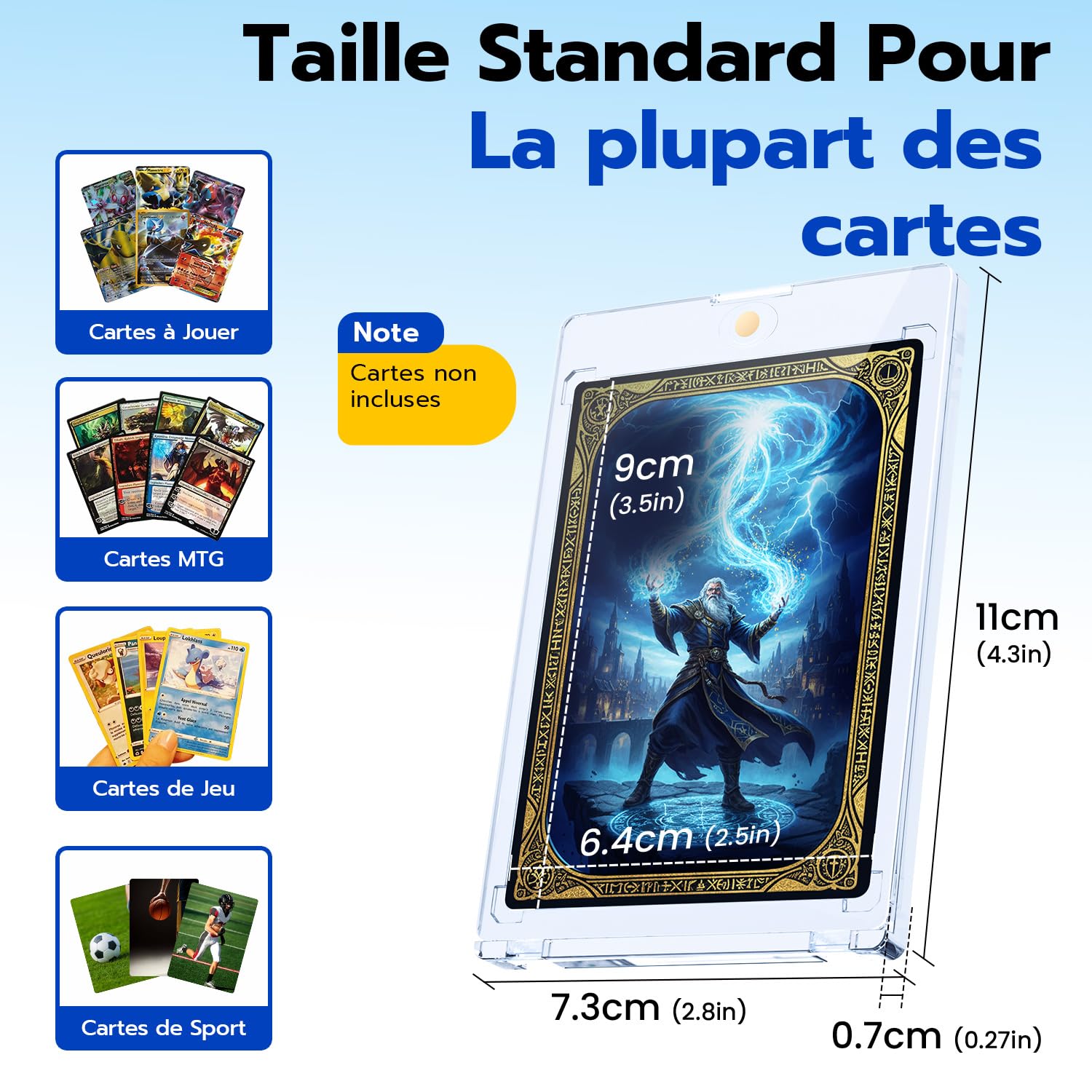 20 Étuis Porte Magnetic Card Holder 35PT, Protège Carte UV Protection Cartes, Pour Cartes Magic, TCG, MTG, Sport, Baseball, Coins Diamantés, Transparents