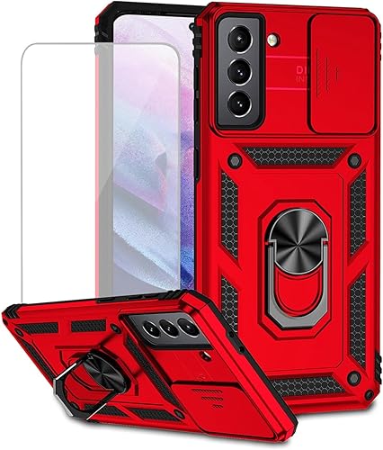 Miniatura 9 de Yodueiv Funda para Galaxy S21 5G, Samsung S21 SM-G991U con protector de pantalla de vidrio templado y cubierta de cámara deslizante, anillo