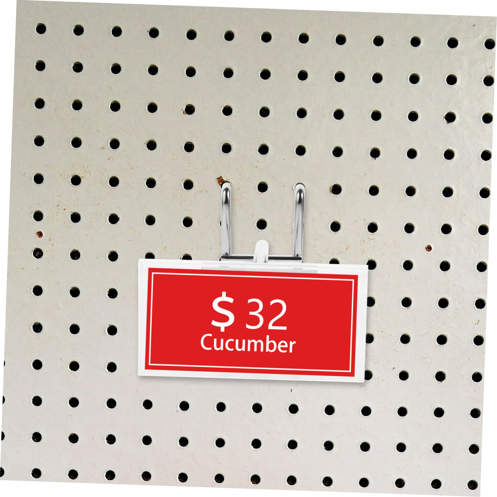 Ganci per Pannelli Forati in Acciaio, 10 Pezzi, con Cartellino Prezzo, Asta Portante 6mm, per Espositori e Fiere Mobili