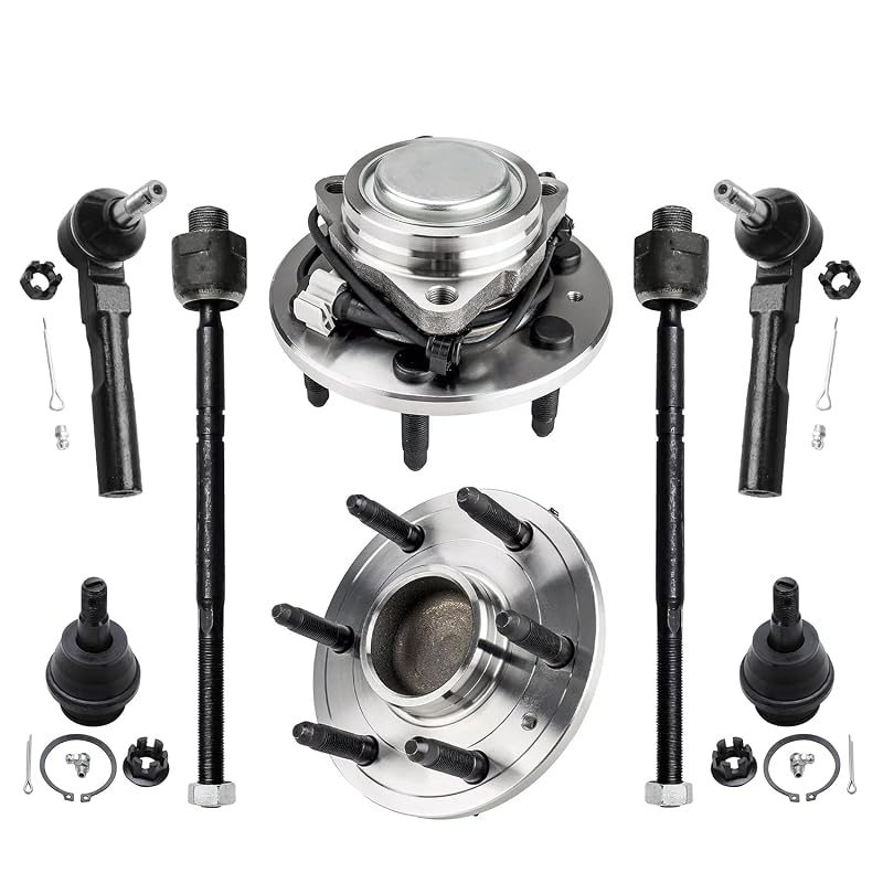 Kit 8 Peças de Cubos de Roda, Pivôs e Terminais de Direção Dianteiros Detroit Axle para Chevrolet Silverado 1500 e GMC Sierra 1500 2005-2006 – Tração Traseira