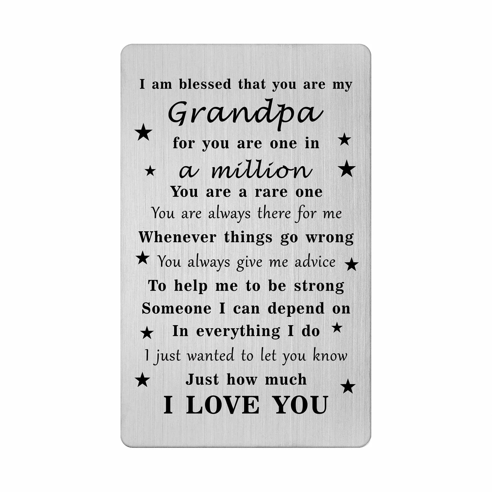 TGCNQ Fathers Day Card for Grandpa - Grandpa Steel Engraved Card - Best Grandfather Gifts - Grandpa Birthday Father's Day Card Gifts from Granddaughter Grandson