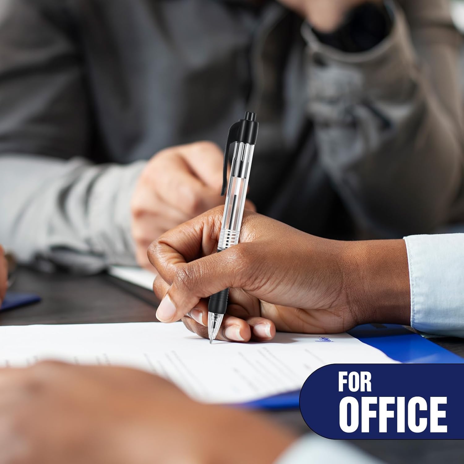 100 Pack Retractable Ballpoint Pen 1.0 mm Medium Point Refillable Smooth Click Writing Pens With Grip for Work Journal Writing Office Supplies - Image 4