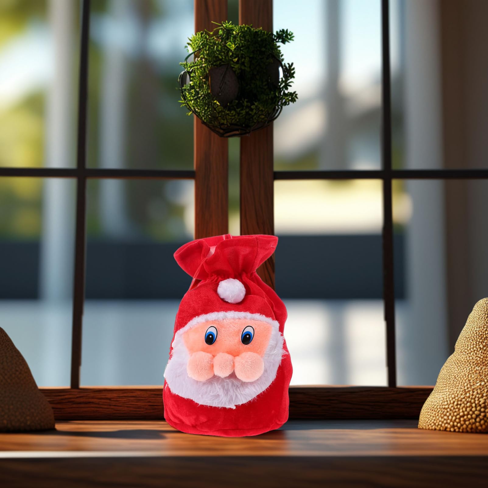 NOLITOY Bolsa de Obsequio de Papá Noel Cordón de Peluche para Dulces Navideños Bolsa para Obsequio para Fiesta de Navidad