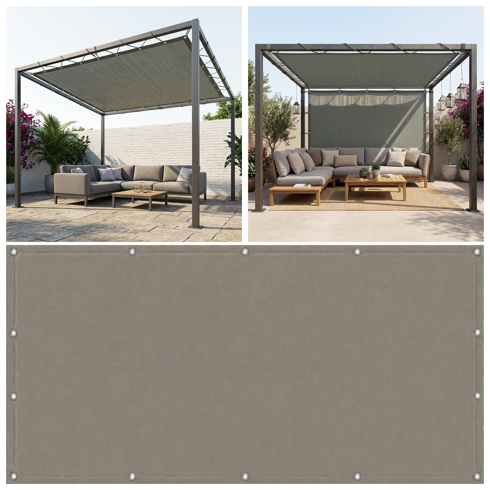 MissYolo Rectangle Sun Shade Sail Waterproof 3.2x5.8M - Outdoor Sun Shade Canopy with 95% UV Protection for Backyard, Pool, Patio & Garden Activities and Family Use-Light Grey