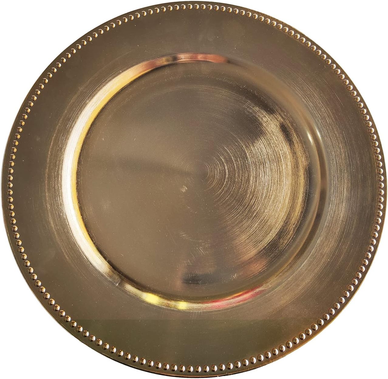 WELMATCH Metallic Gold Charger Plates Beaded - 6 pcs 13 Inch Plasic Round Wedding Party Decroation Charger Plates (Metallic Gold, 6)