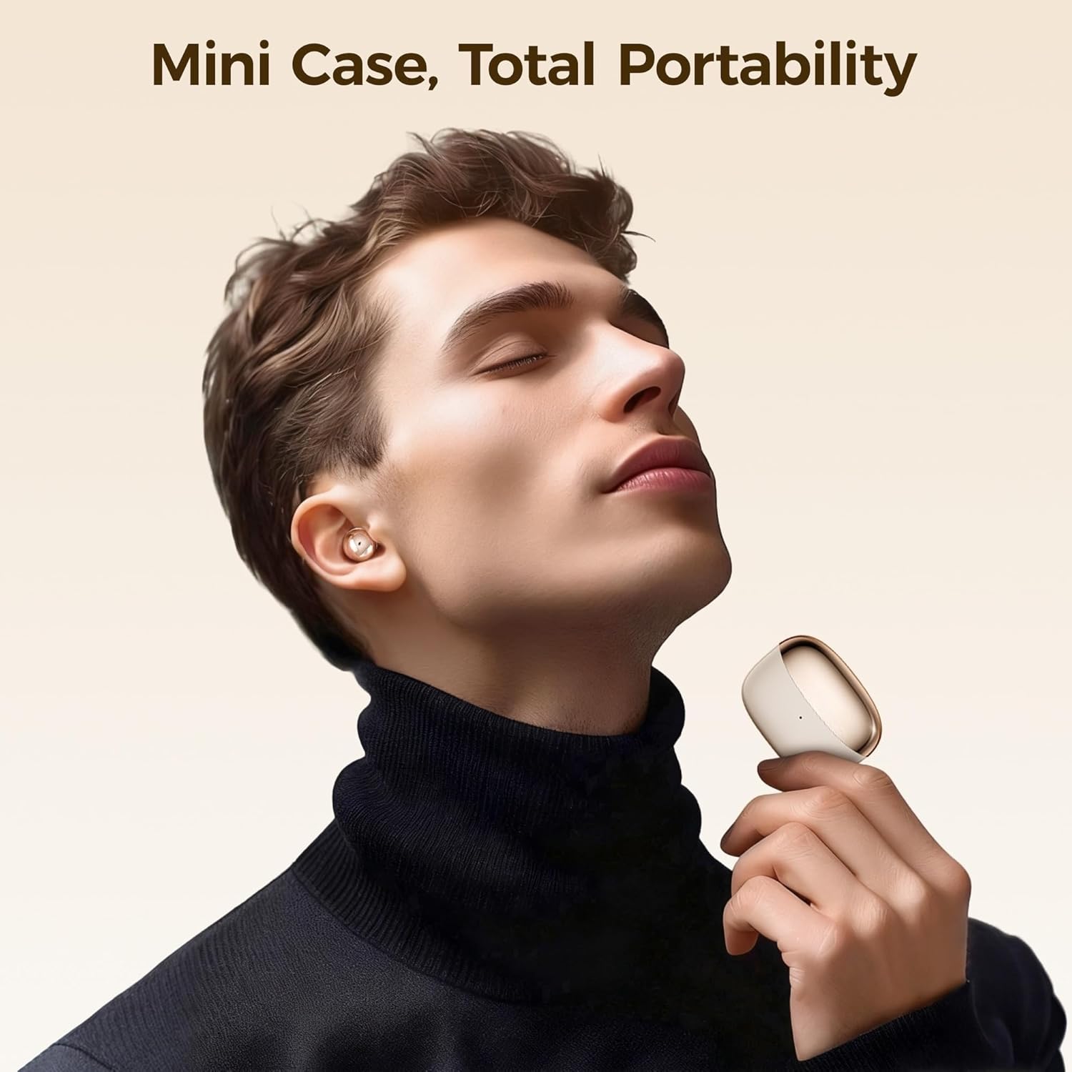 2-in-1 Sleep & Daily Wireless Earbuds,Bluetooth 6.0 Ultra-Mini Stylish Headphones Enhanced Bass Mics,IPX5 Waterproof Comfort Earphones (Gold)