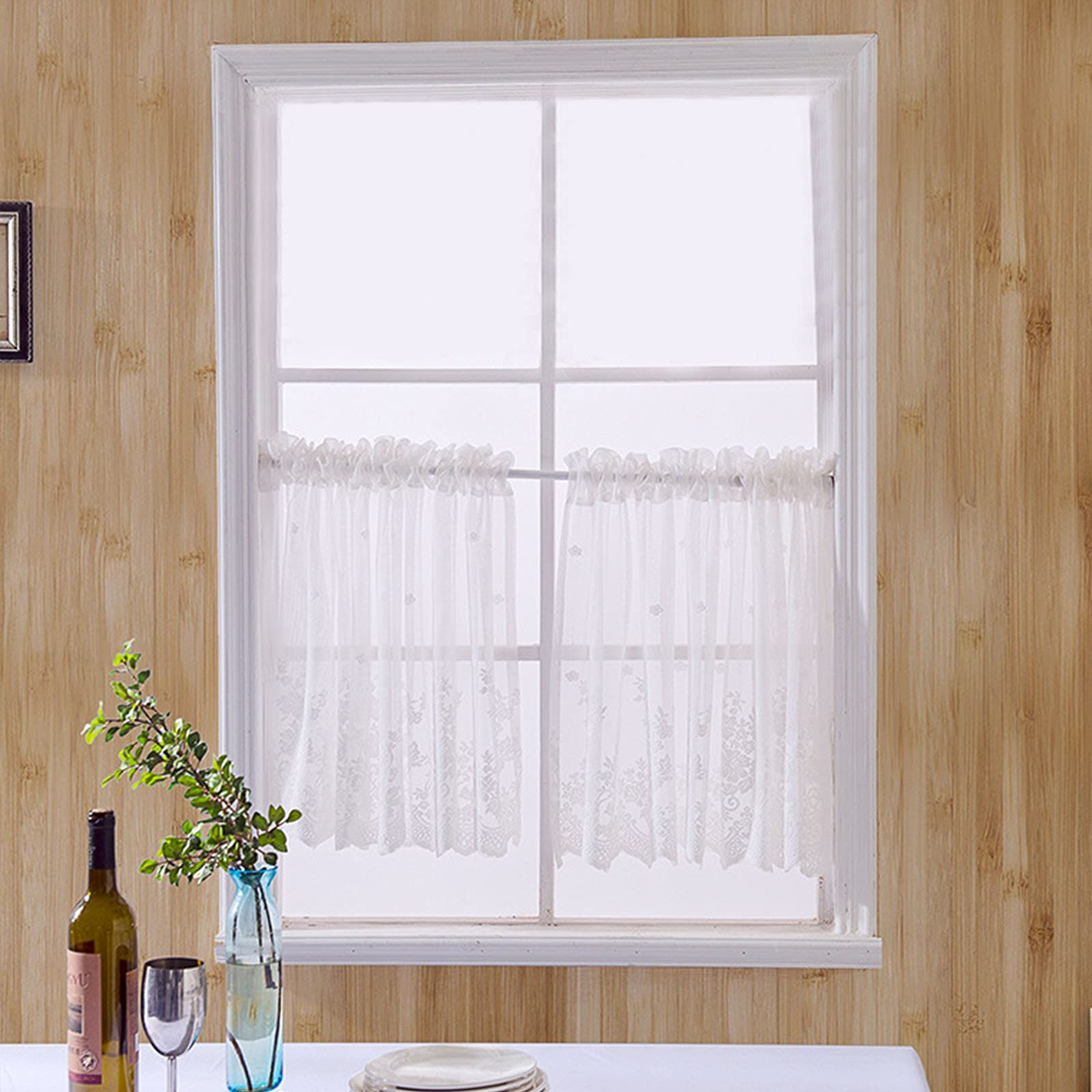 Bistrogardine Aus Voile – 140x70 Cm, Transparent, Mit Tunnelzug, Ländlicher Stil Für Küche & Wohnzimmer