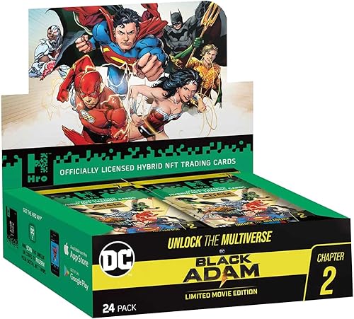 DC Unlock The Multiverse Black Adam 24 Pack Mega Booster Box Hybrid NFT Trading, 168 tarjetas