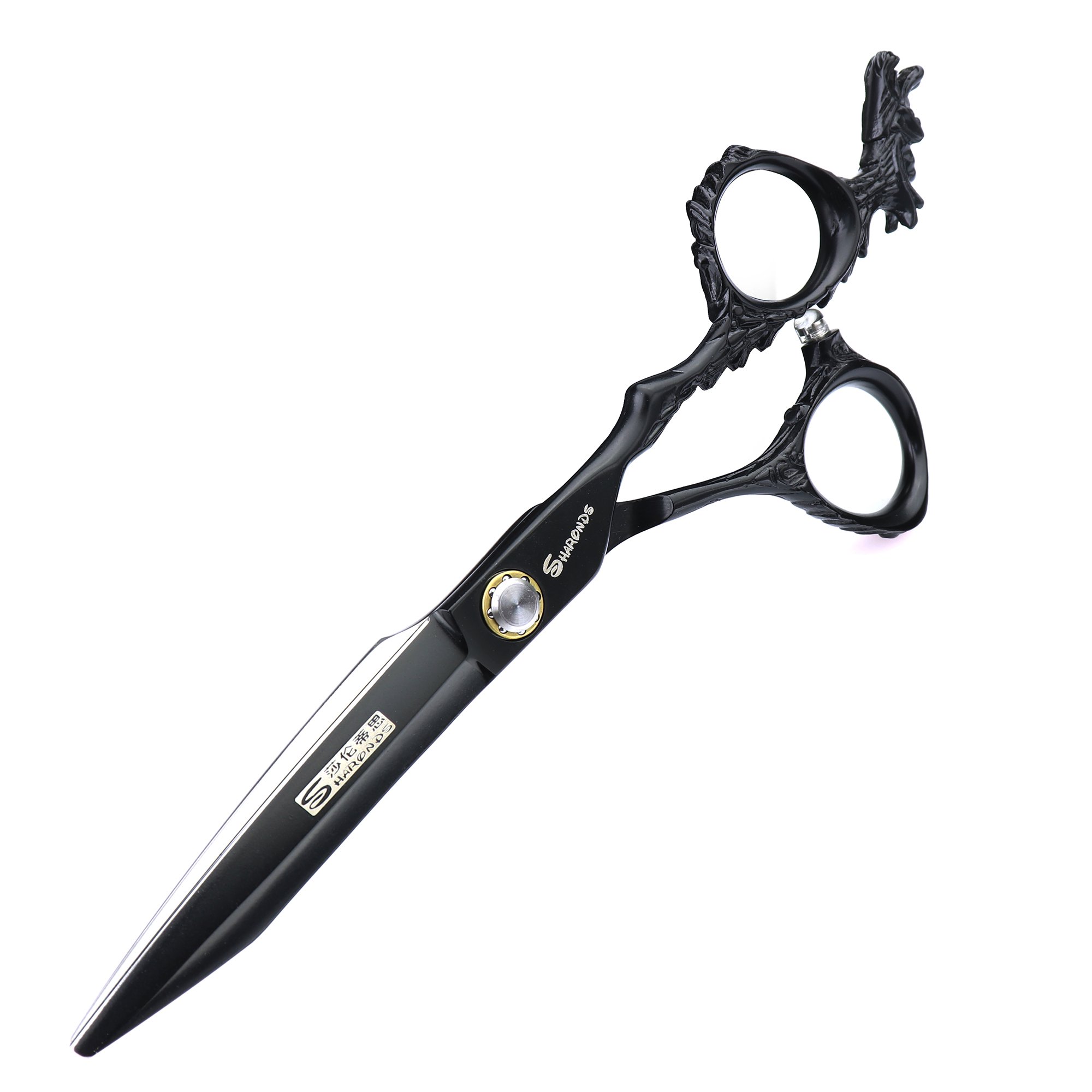 Fatto a mano nero titanio top Class forbici da parrucchiere, forbici per peli del cuscinetto a vite, spigolo forbici