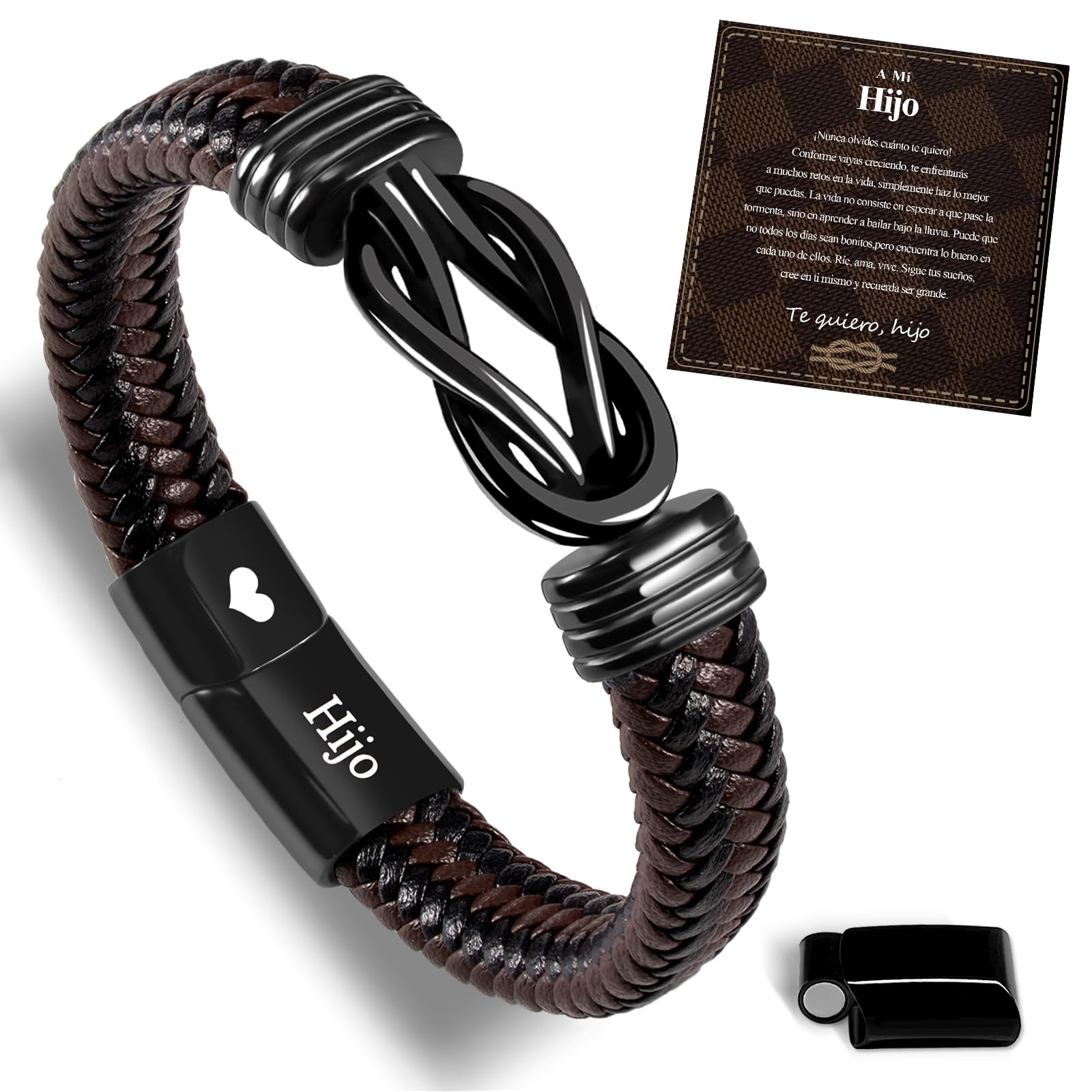 BOCHOI Pulsera de cuero trenzado de acero inoxidable para hombres, Regalos para hombres Regalos de graduación Regalos de cumpleaños Regalos para el Día del Padre Regalos para el Día de San Valentín