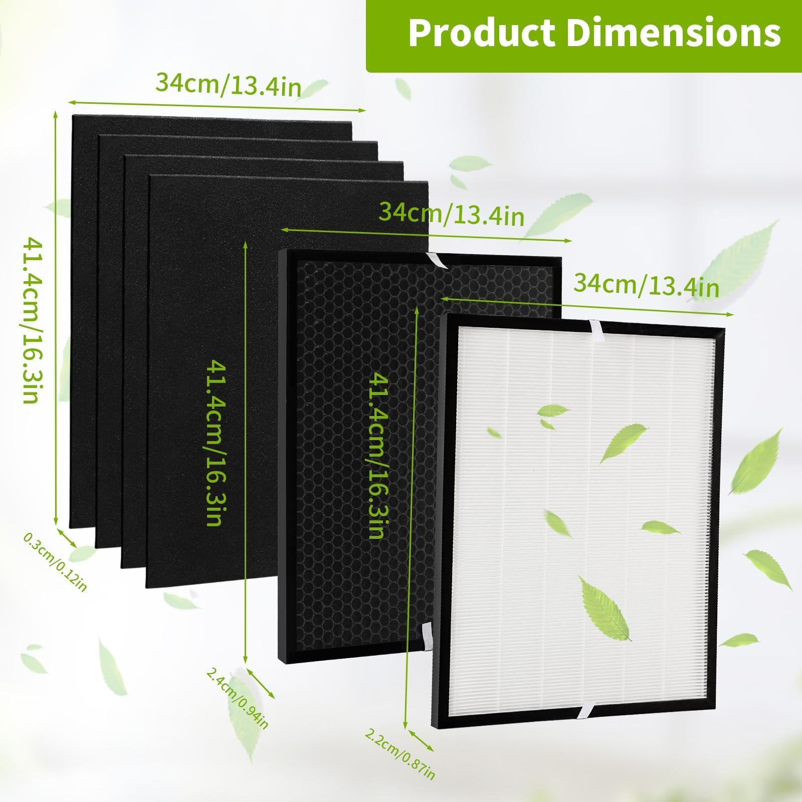 Confezione da 6 filtri di ricambio da 3000, compatibili con purificatori d'aria 3000, adatti per purificatori d'aria 3000M e 3000Pro, 1 carbone attivo, 1 filtro e 4 pre-filtri extra carbn