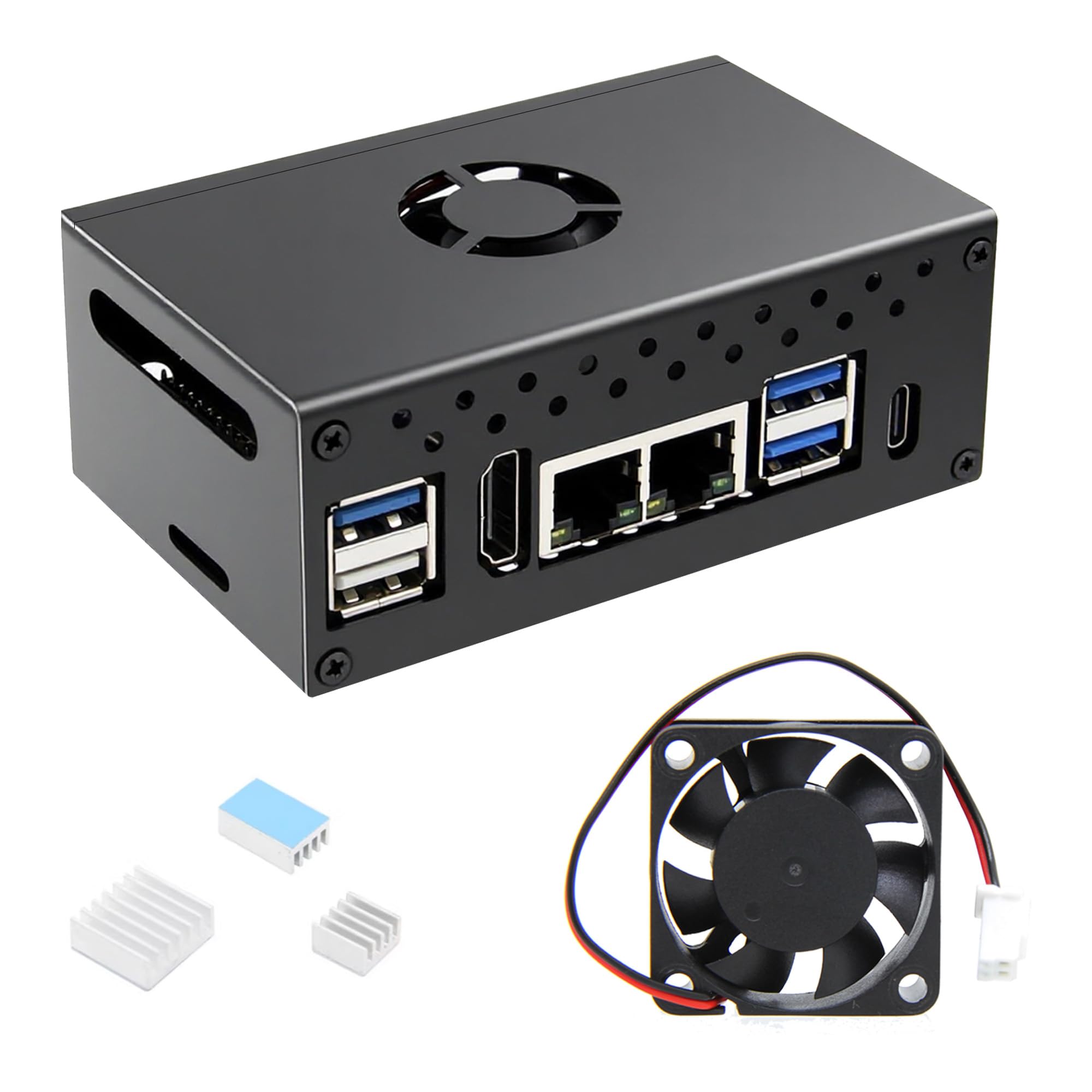 eleUniverse Metal Case with Cooling Fan for Orange Pi RV2 (N516)