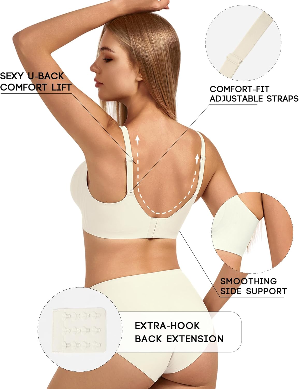 Plus Size Jelly No Underwire Comfort Bra for Women, Full Coverage Seamless Everyday Wireless Bras with Light Support - Image 3