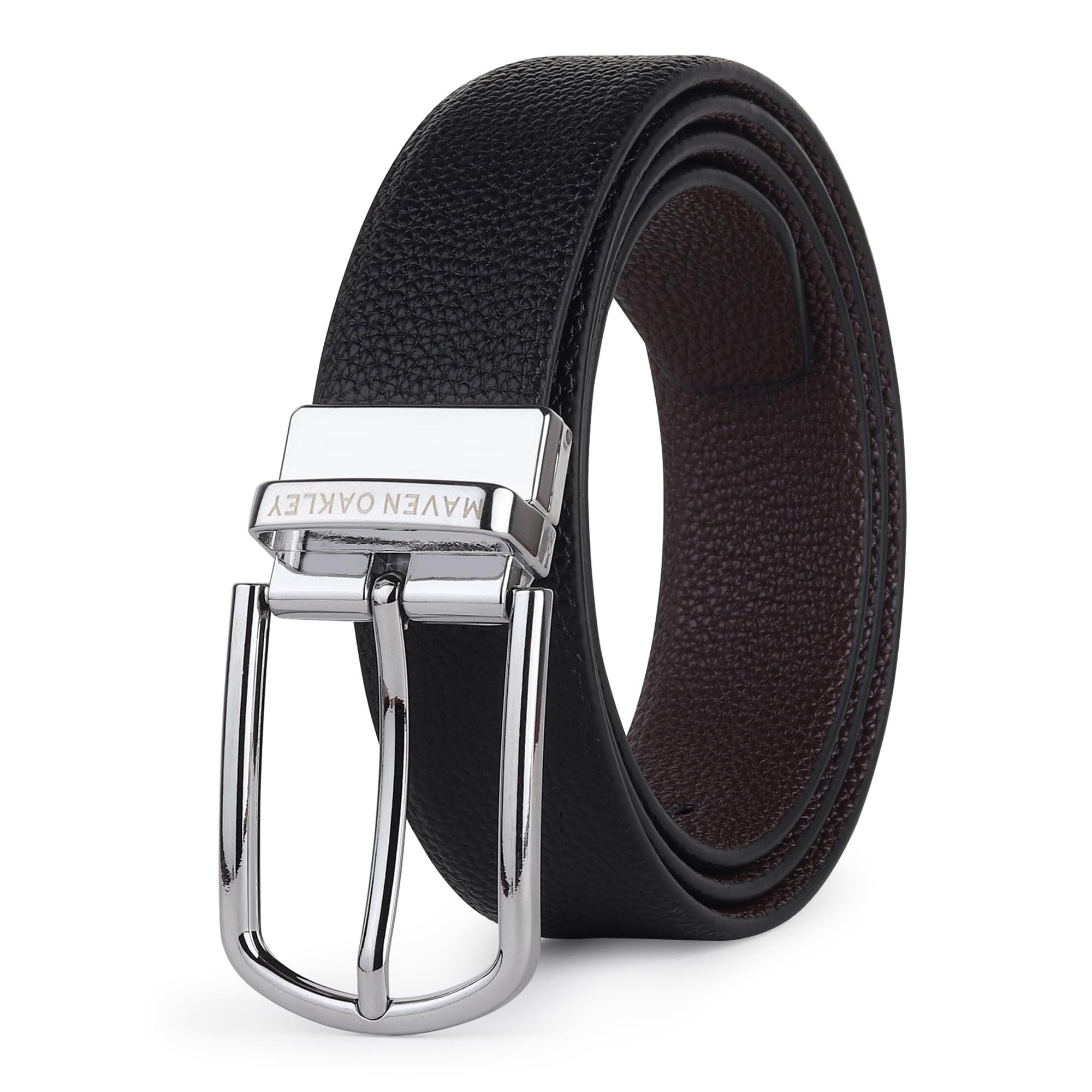maven oakley Belts for Men PU Leather Original, Reversible Formal & Casual Leather Belt with Solid Metal Curved Buckle – Stylish Belt-picture-20