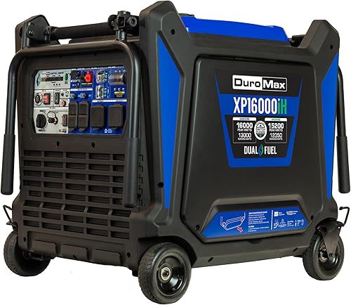 DuroMax XP16000iH Generador inversor digital portátil de 16 000 W, doble combustible gasolina y propano, arranque eléctrico remoto, respaldo de