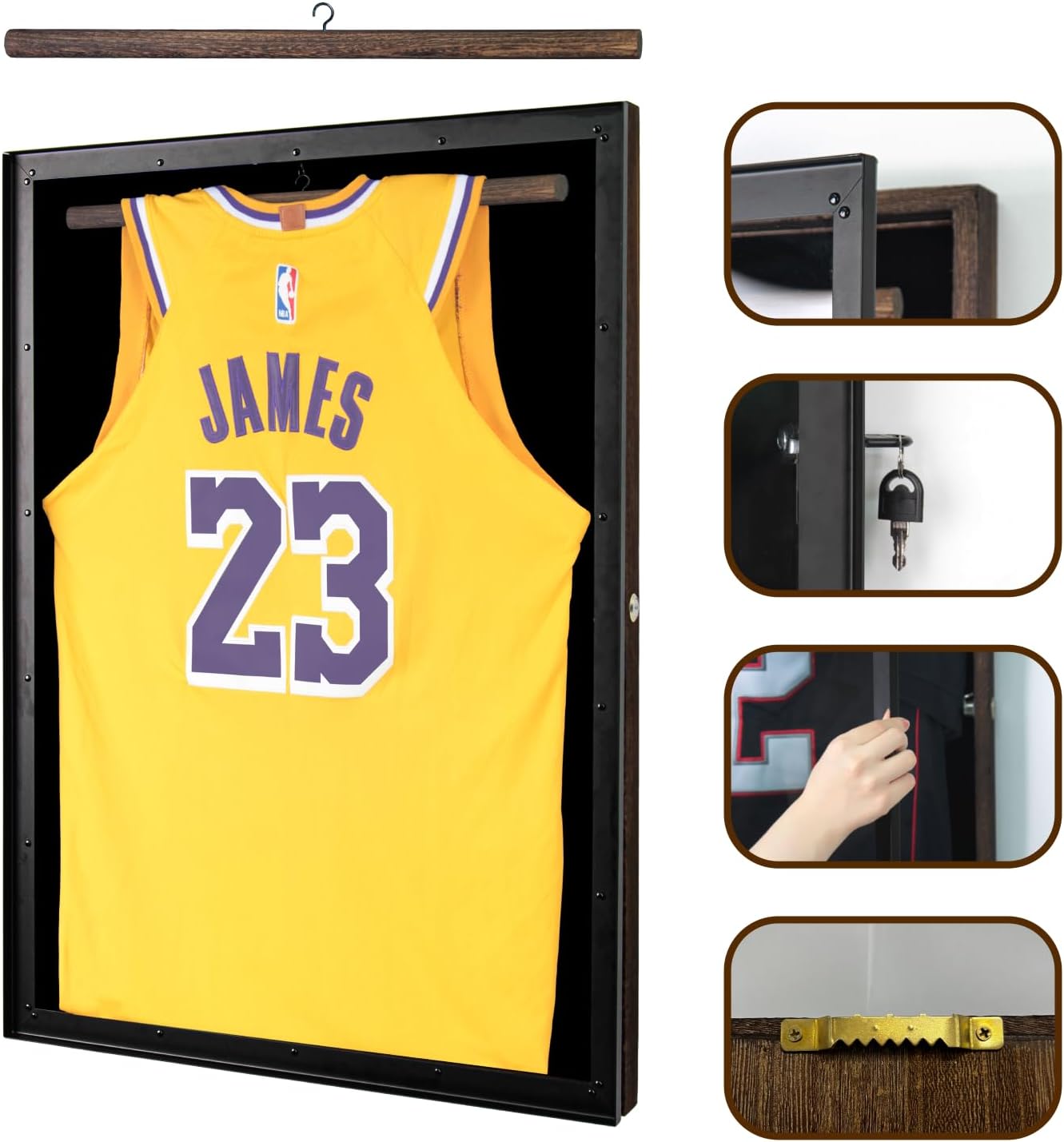 VIEWAY Jersey Display Frame Case, Large Lockable Sports Jersey Shadow