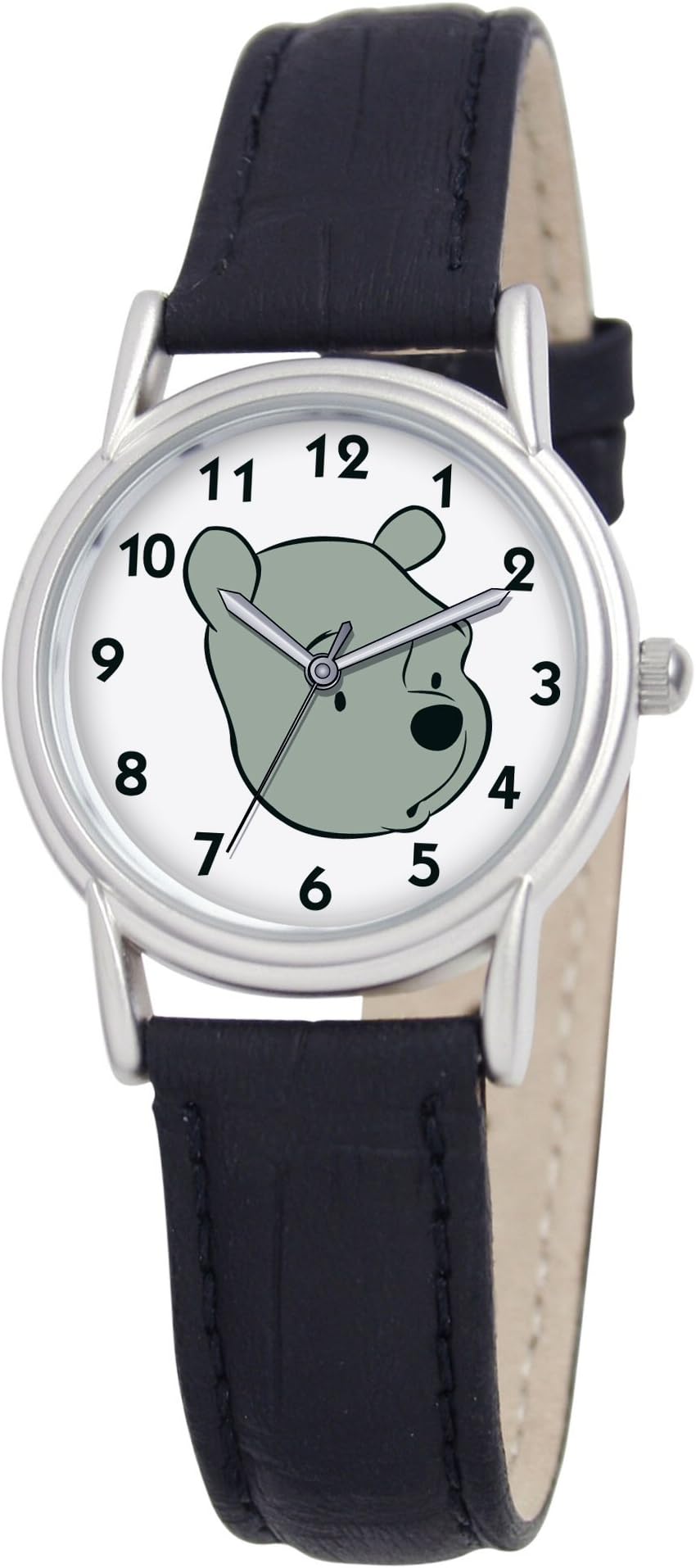 Disney Women's D093S005 Winnie The Pooh Black Leather Strap Watch