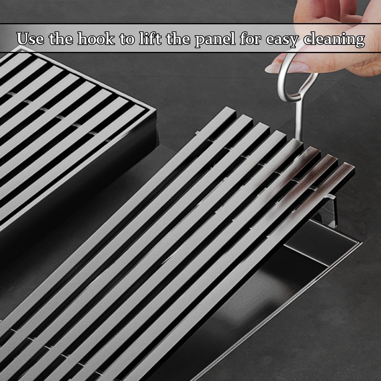 8cm de Ancho Desagüe de Suelo Extraíble de Acero Inoxidable 304 Anti-Obstrucción Color Gris Pistola for Baño Balcón Terraza Fácil Instalación Filtro Desague Ducha(8 * 120cm)