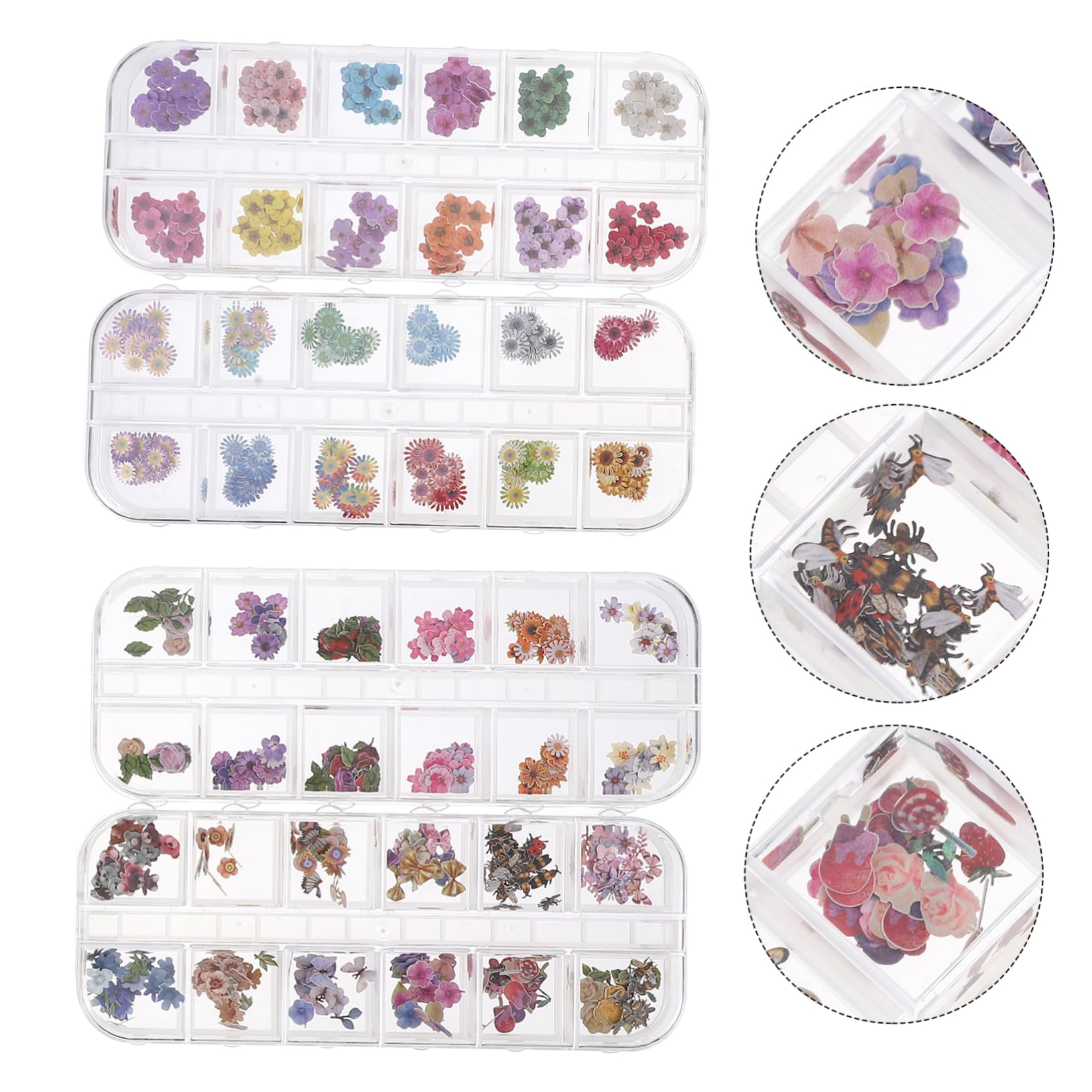 2 Set Adesivi Per Unghie Margherita Legno Decorazioni Per Nail Art Uniche E Colorate Per Manicure Diy 4 Scatole*2