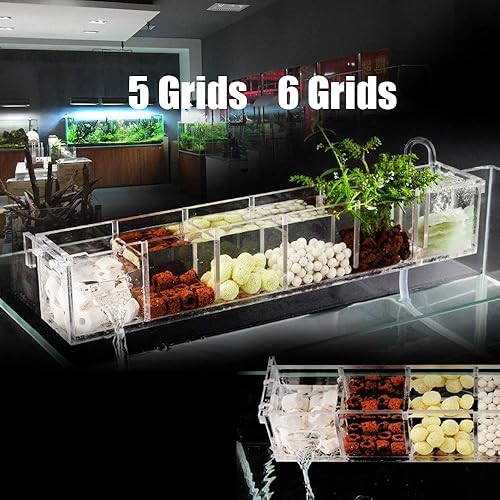 Miniatura 4 de Caja de filtro de tanque de peces de acrílico de 6 rejillas, caja de filtro de agua para acuario externo, caja de filtro de acrílico transparente