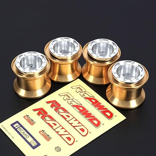 Miniatura 7 de RCAWD 4 unidades de diseño único 1.0 Plus de latón Beadlock llantas para 118 124 RC Crawler TRX4M AXI24 SCX24 FCX24, 48piezas (plateado)