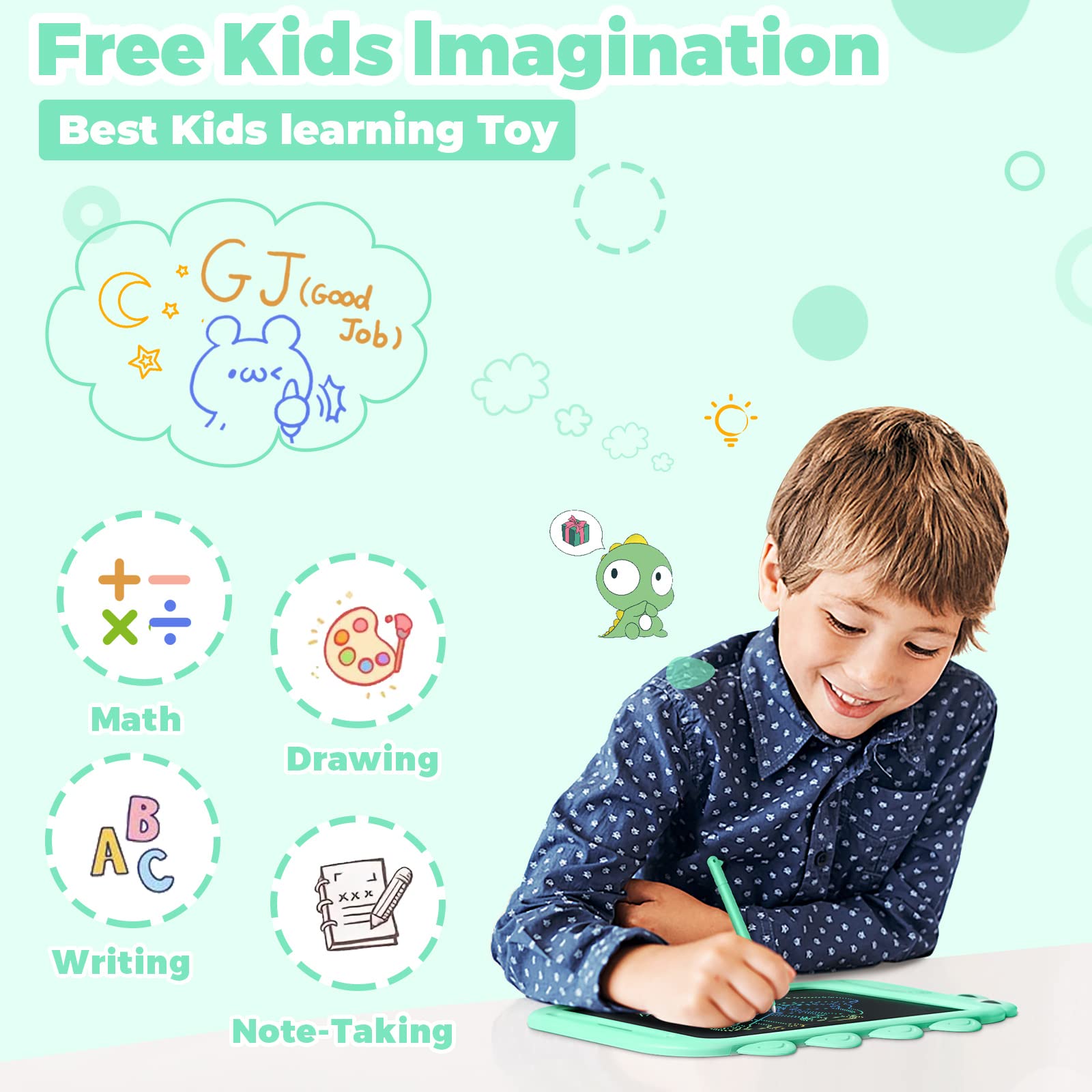 NOBES Regalo Giochi Bambini 2 3 4 5 6 7 8 Anni, Tavoletta Grafica Bambini LCD Scrittura 10 Pollice Giocattoli Educativi, Lavagna Magnetica per Bambini Regali Giochi 3 4 5 6 anni Ragazz Natale (Verde)