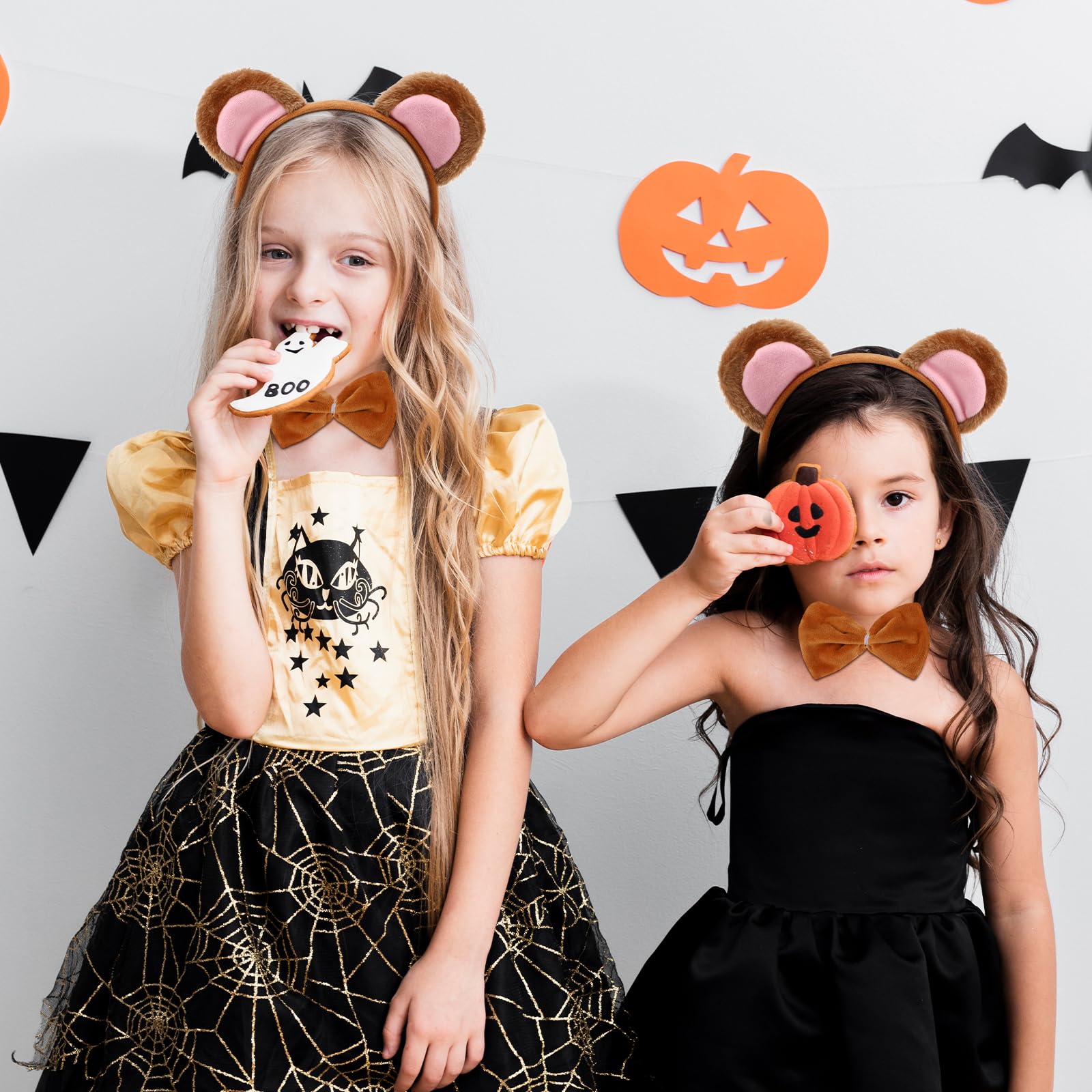 FOMIYES Monkey Ear Headbands - 5 Sets Halloween Costume Props with Animal Design Headdress Bow Tie Set