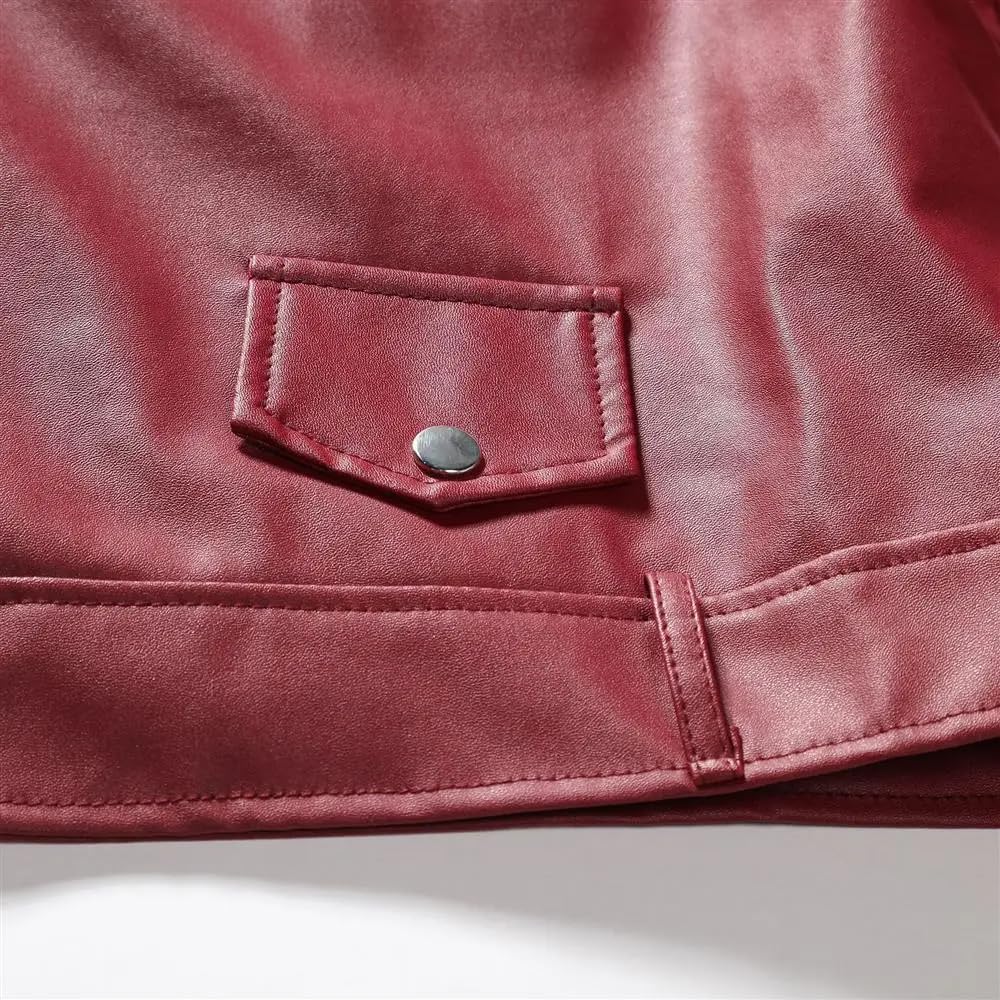 Kurtki Skórzane Męskie - Kurtka Skórzana Męska Pu Jednolity Kolor Casual Slim-Fit Zamek Błyskawiczny Długi Rękaw Kołnierz Odwijany Motocyklowa Skórzana Kurtka Płaszcz Odzież Męska